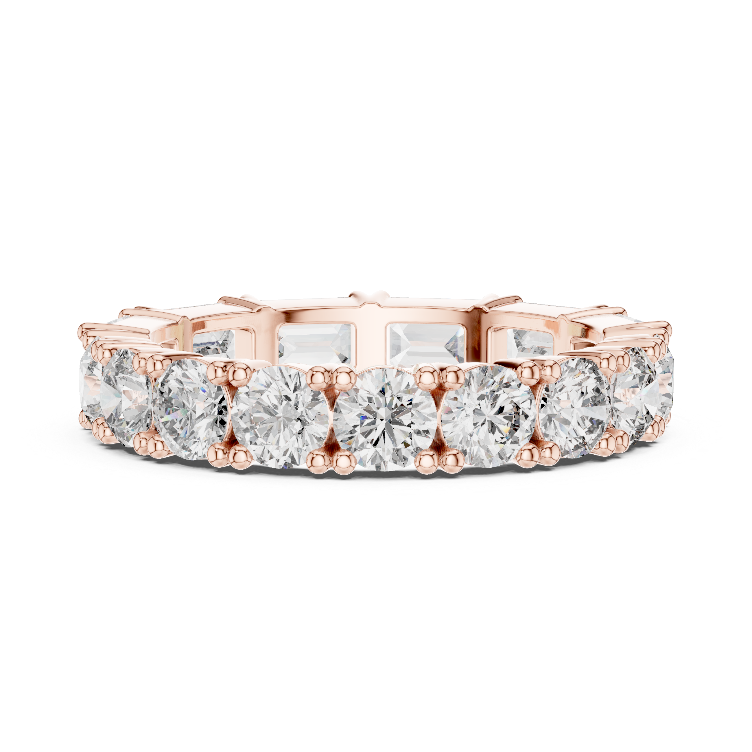 Emerald Cut & Round Brilliant Moissanite VVS1 Eternity Band