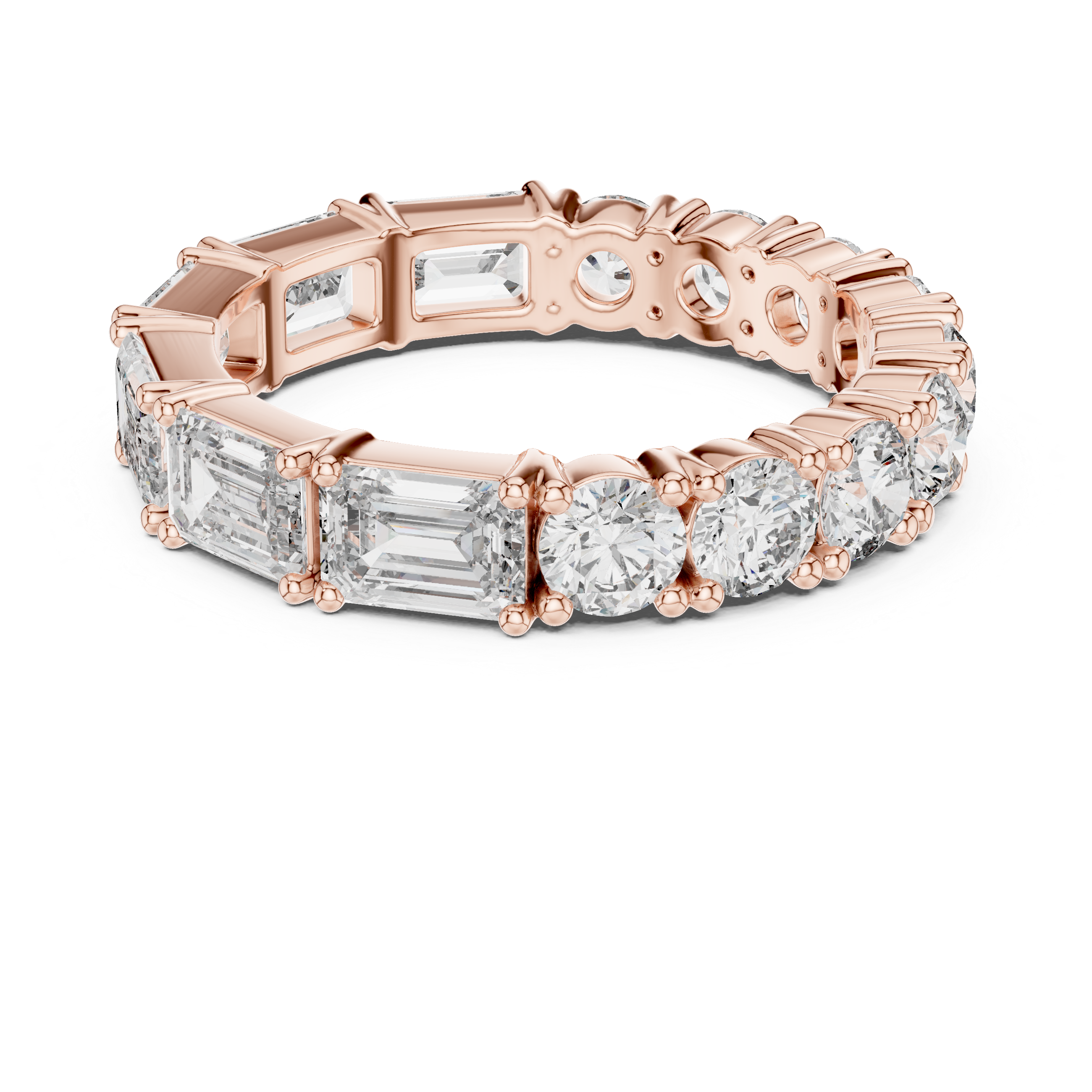 Emerald Cut & Round Brilliant Moissanite VVS1 Eternity Band