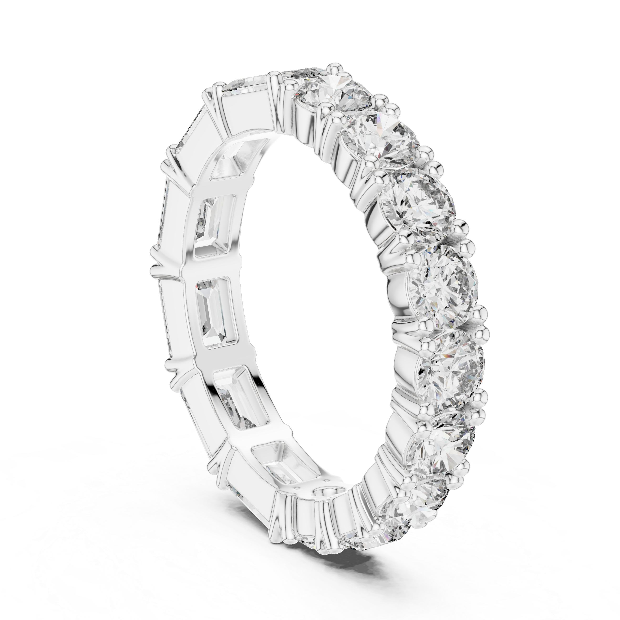 Emerald Cut & Round Brilliant Moissanite VVS1 Eternity Band