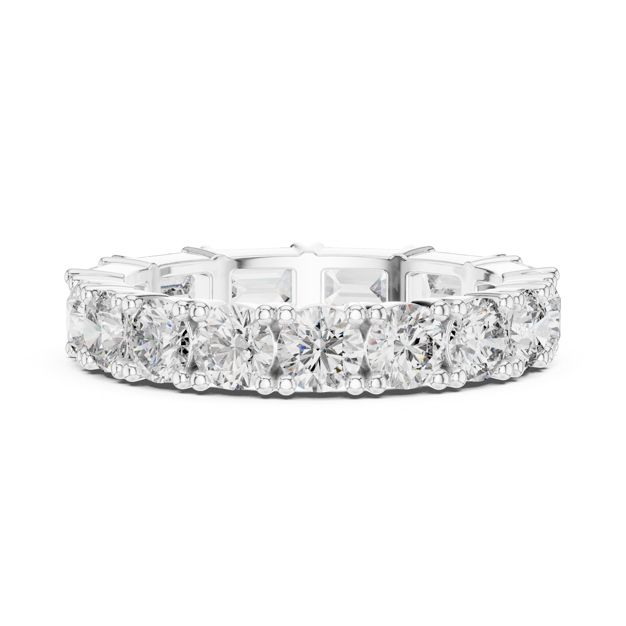 Emerald Cut & Round Brilliant Moissanite VVS1 Eternity Band