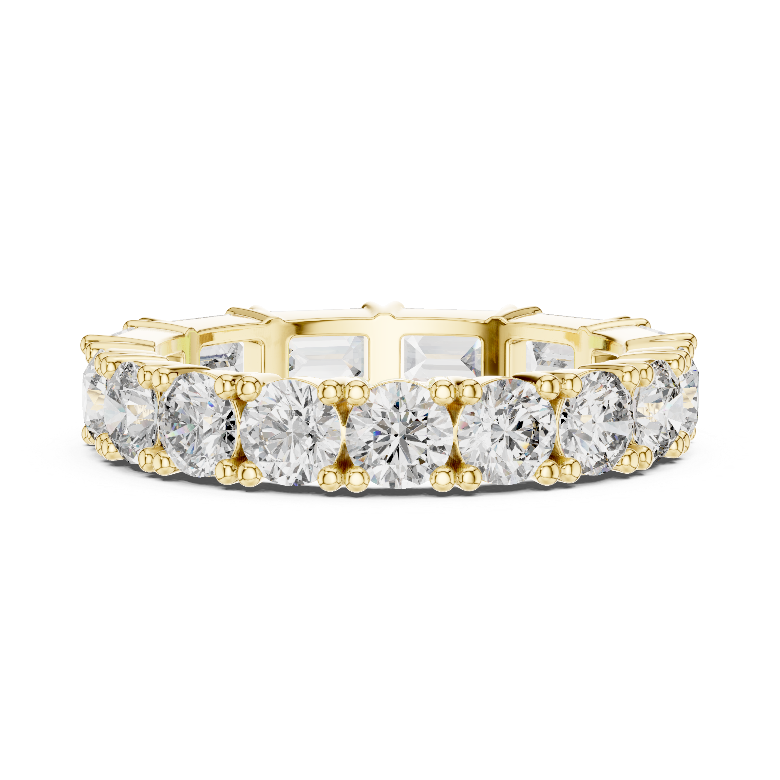 Emerald Cut & Round Brilliant Moissanite VVS1 Eternity Band