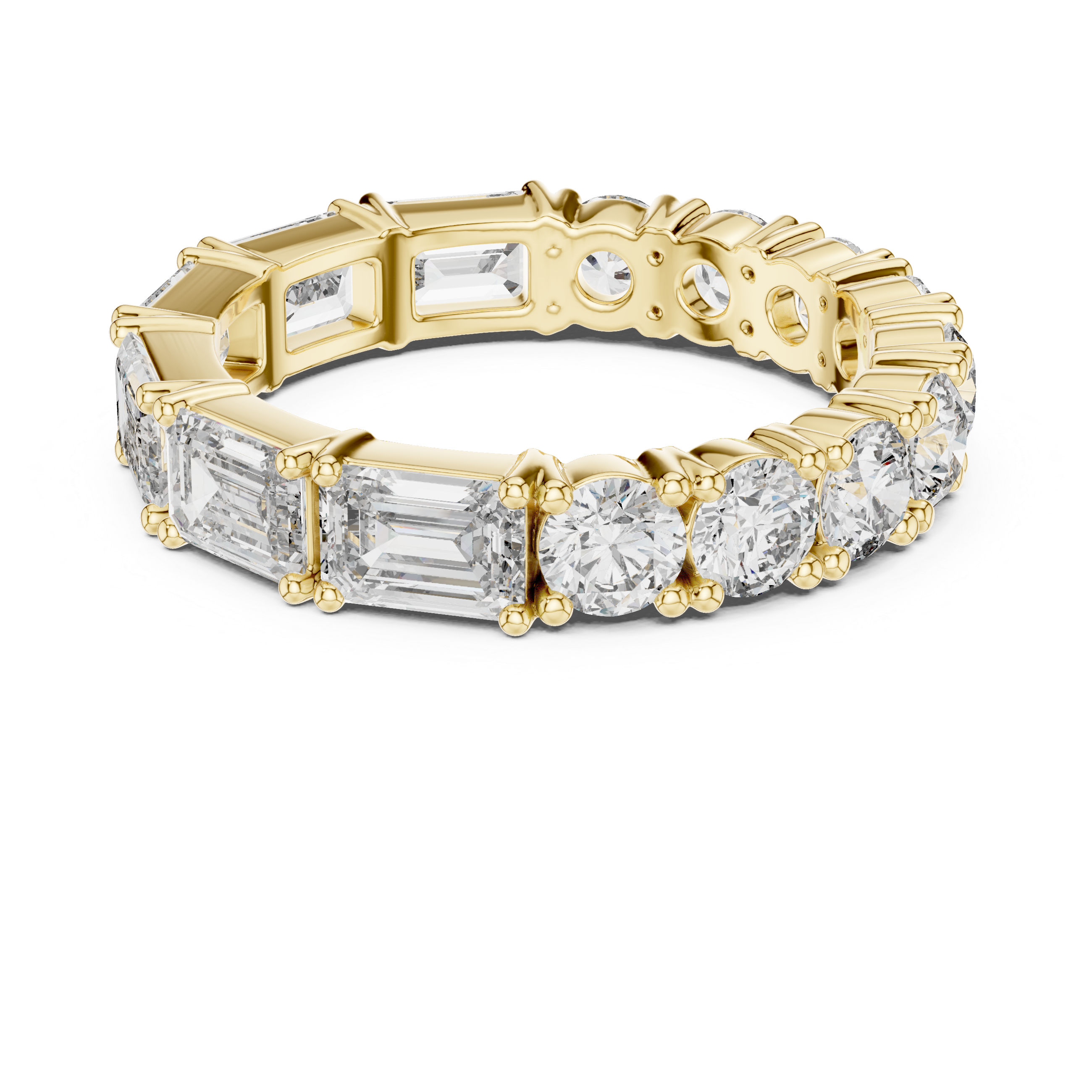 Emerald Cut & Round Brilliant Moissanite VVS1 Eternity Band