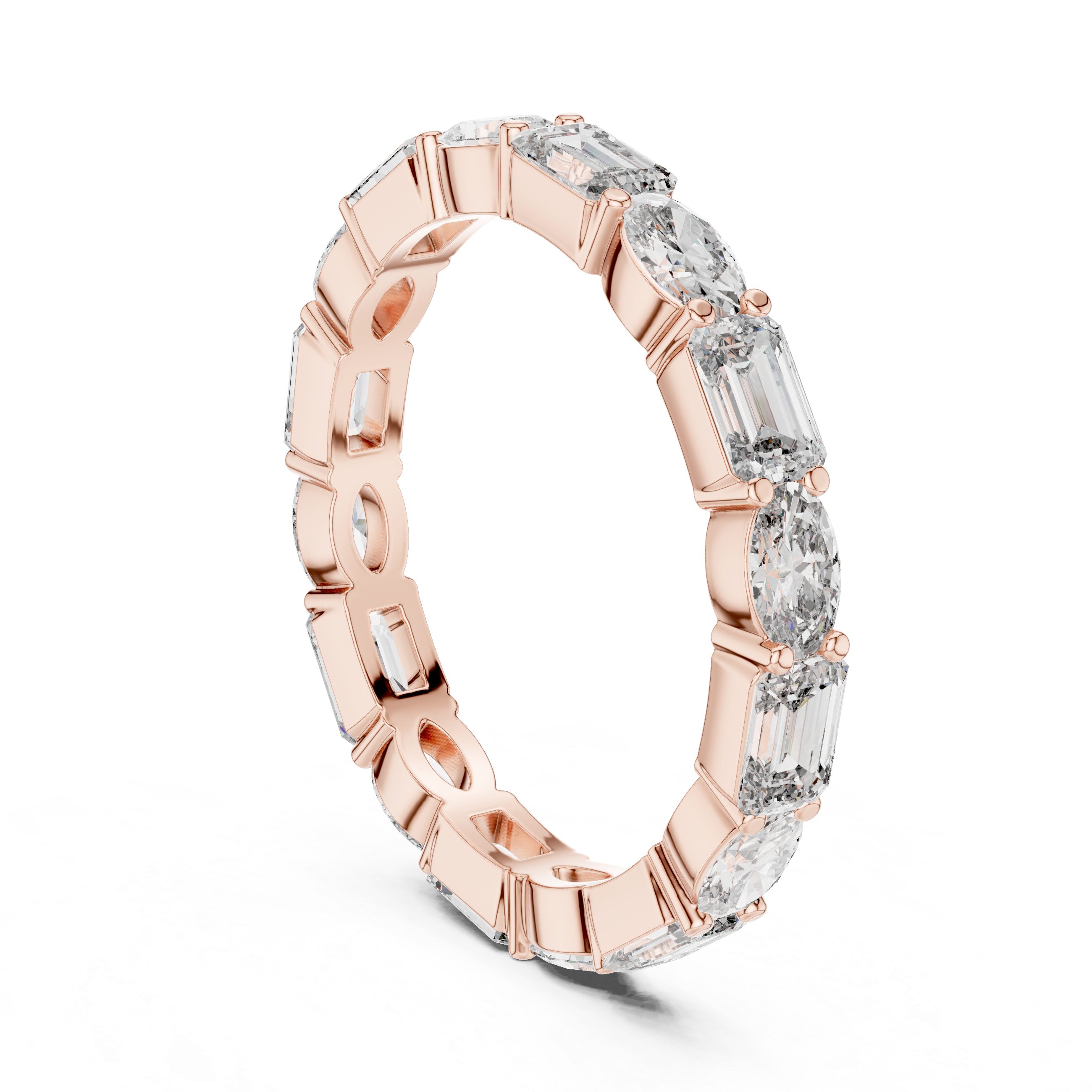 Oval & Emerald Moissanite VVS1 Eternity Wedding Band
