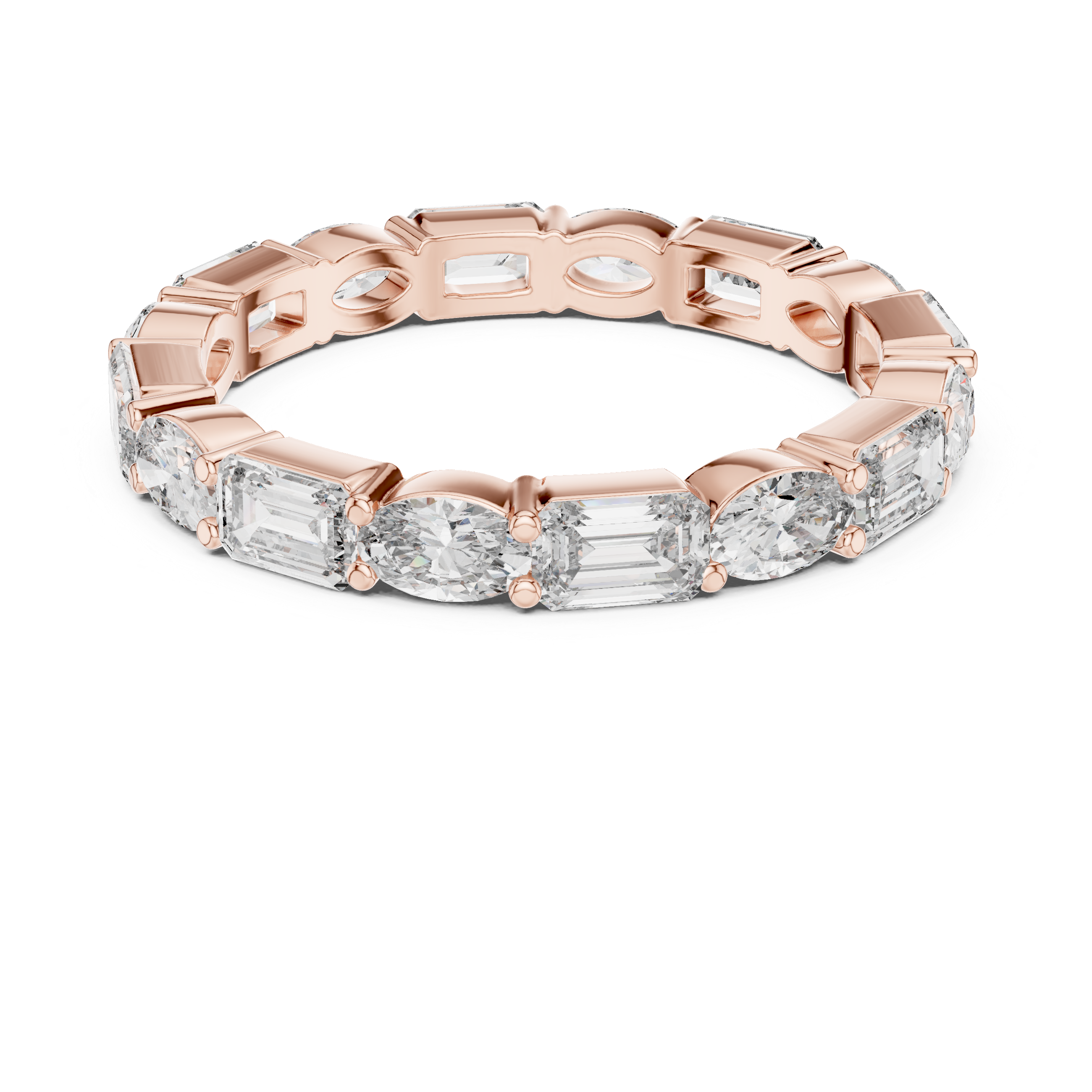 Oval & Emerald Moissanite VVS1 Eternity Wedding Band