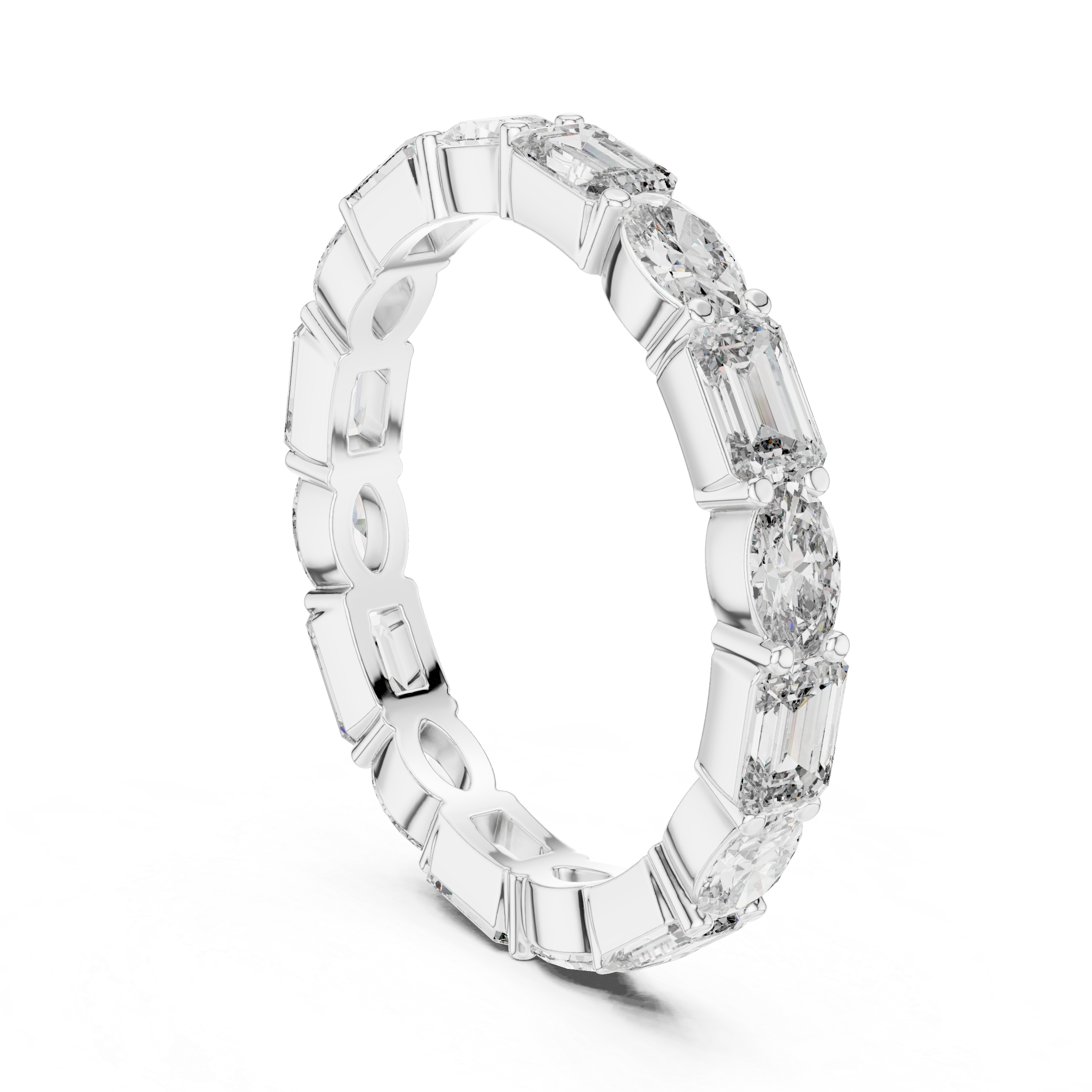 Oval & Emerald Moissanite VVS1 Eternity Wedding Band