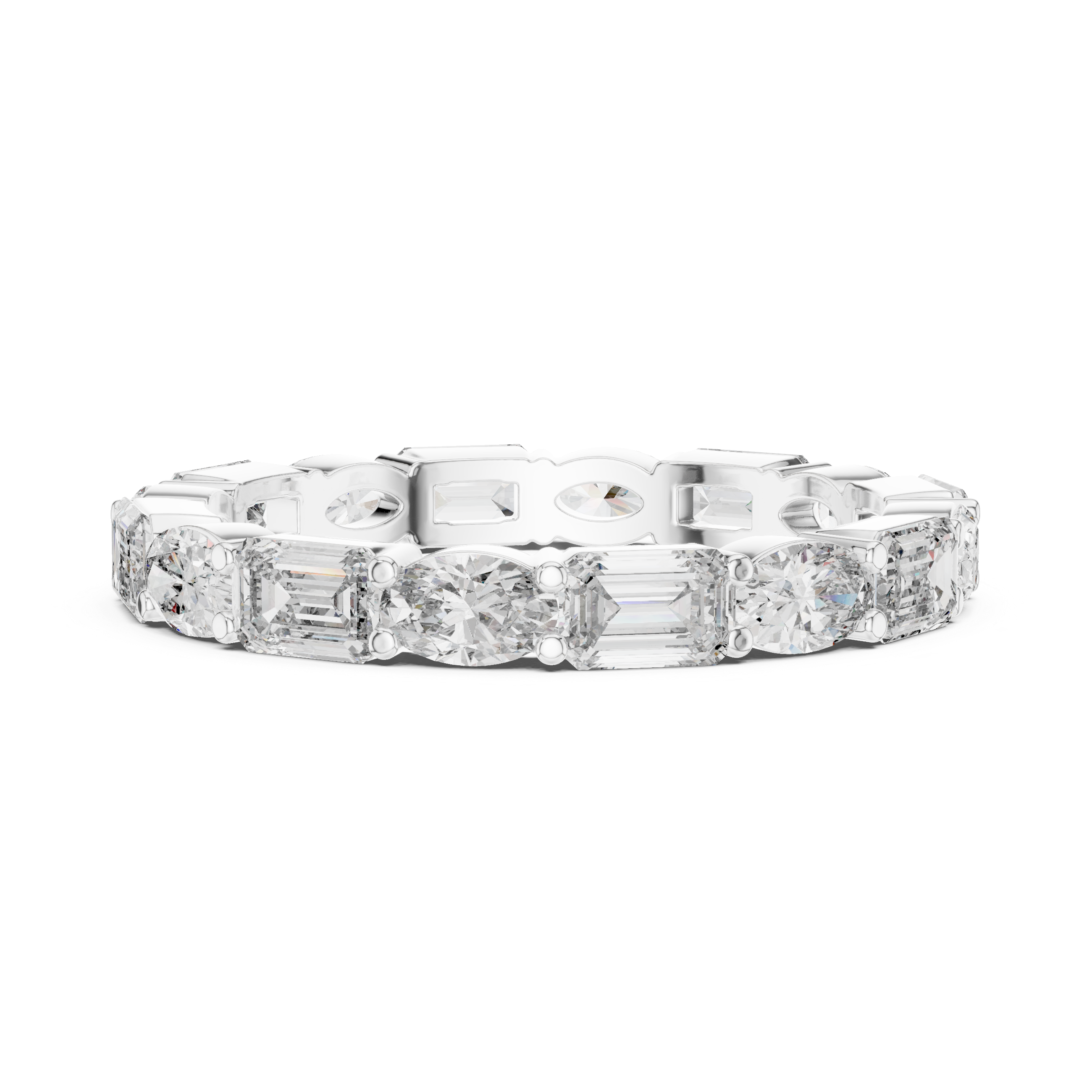 Oval & Emerald Moissanite VVS1 Eternity Wedding Band