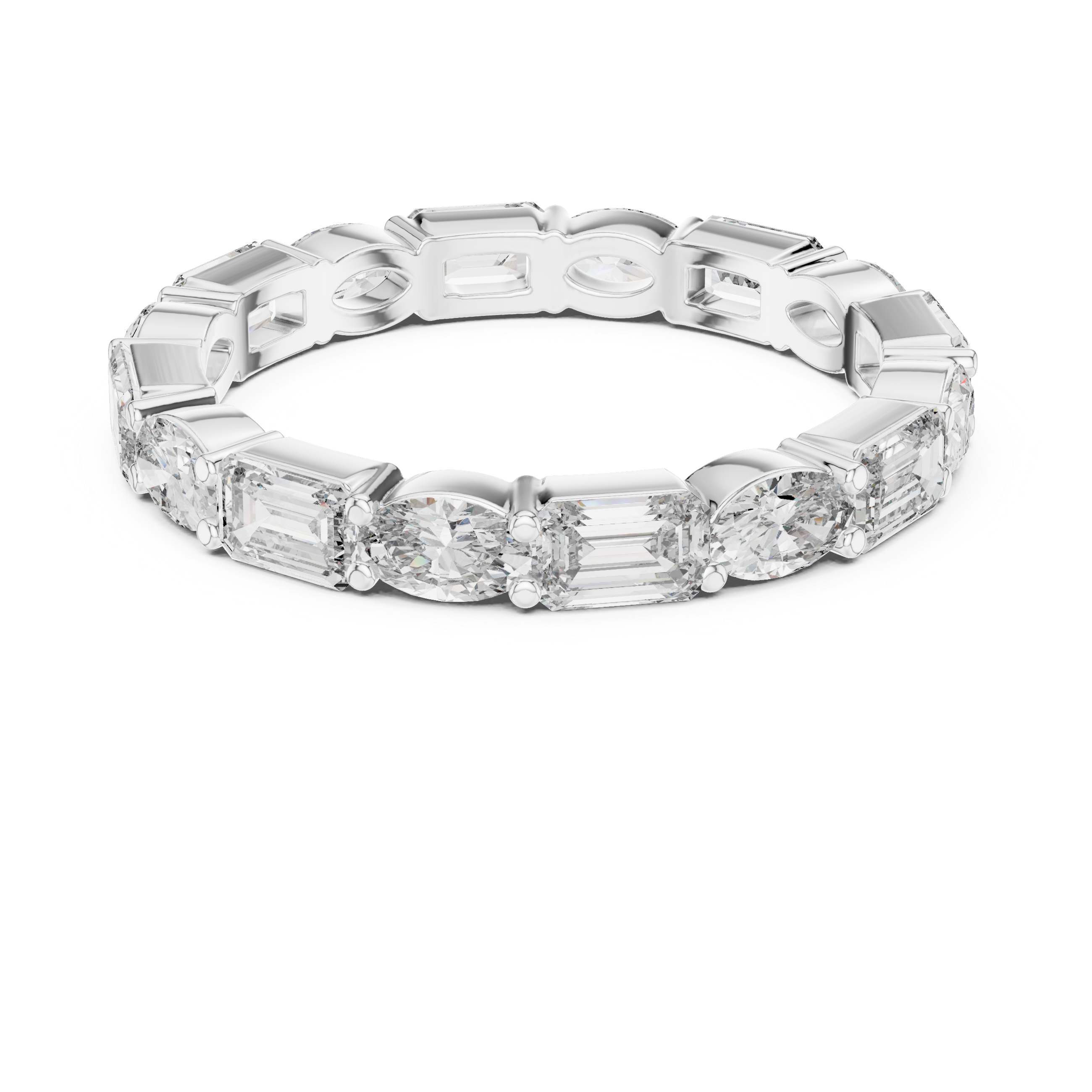 Oval & Emerald Moissanite VVS1 Eternity Wedding Band