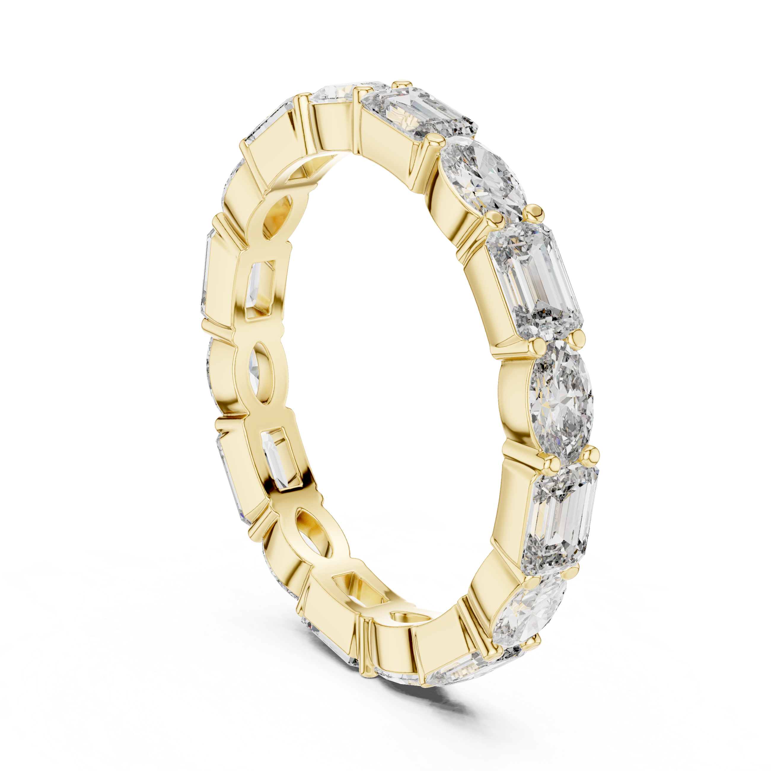 Oval & Emerald Moissanite VVS1 Eternity Wedding Band