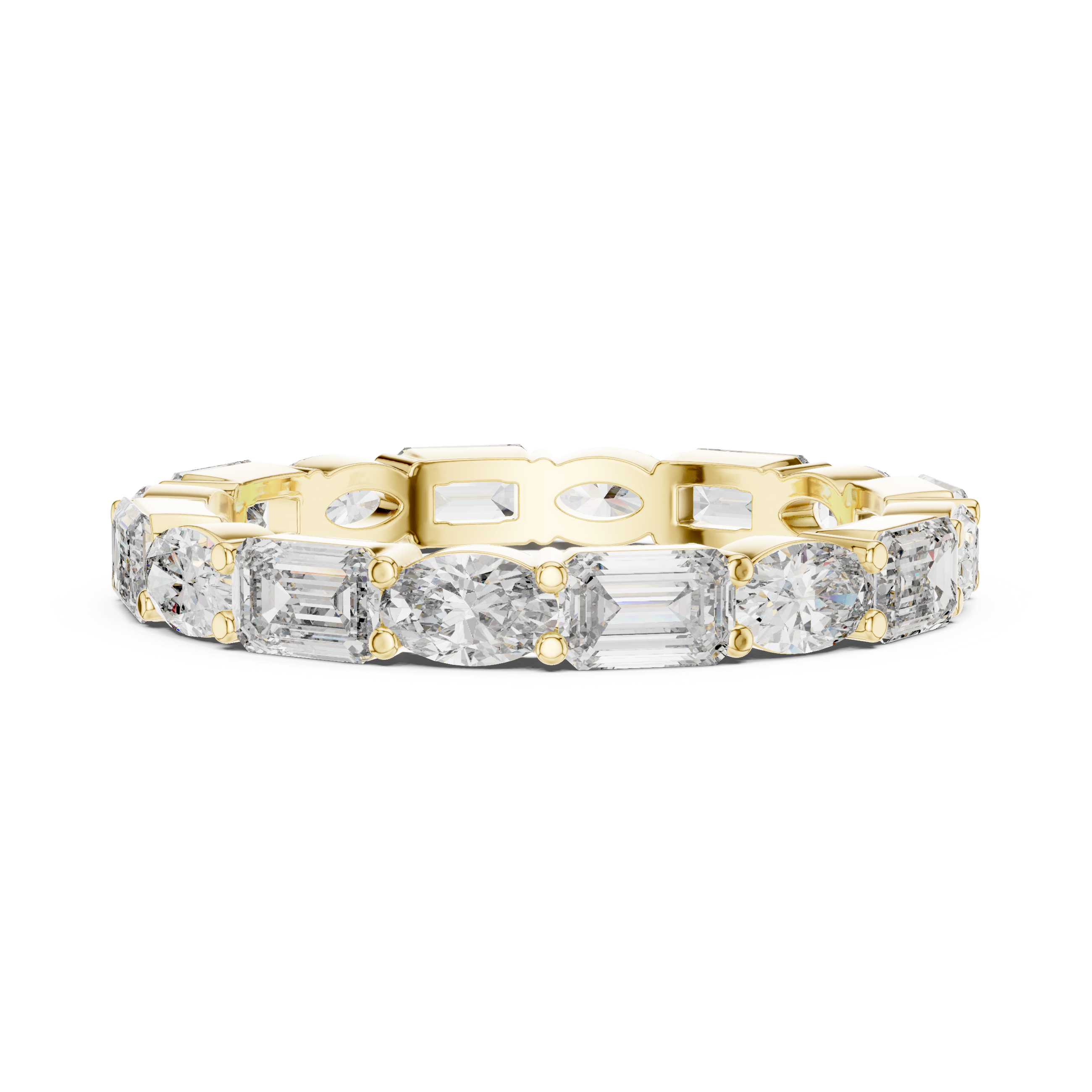 Oval & Emerald Moissanite VVS1 Eternity Wedding Band