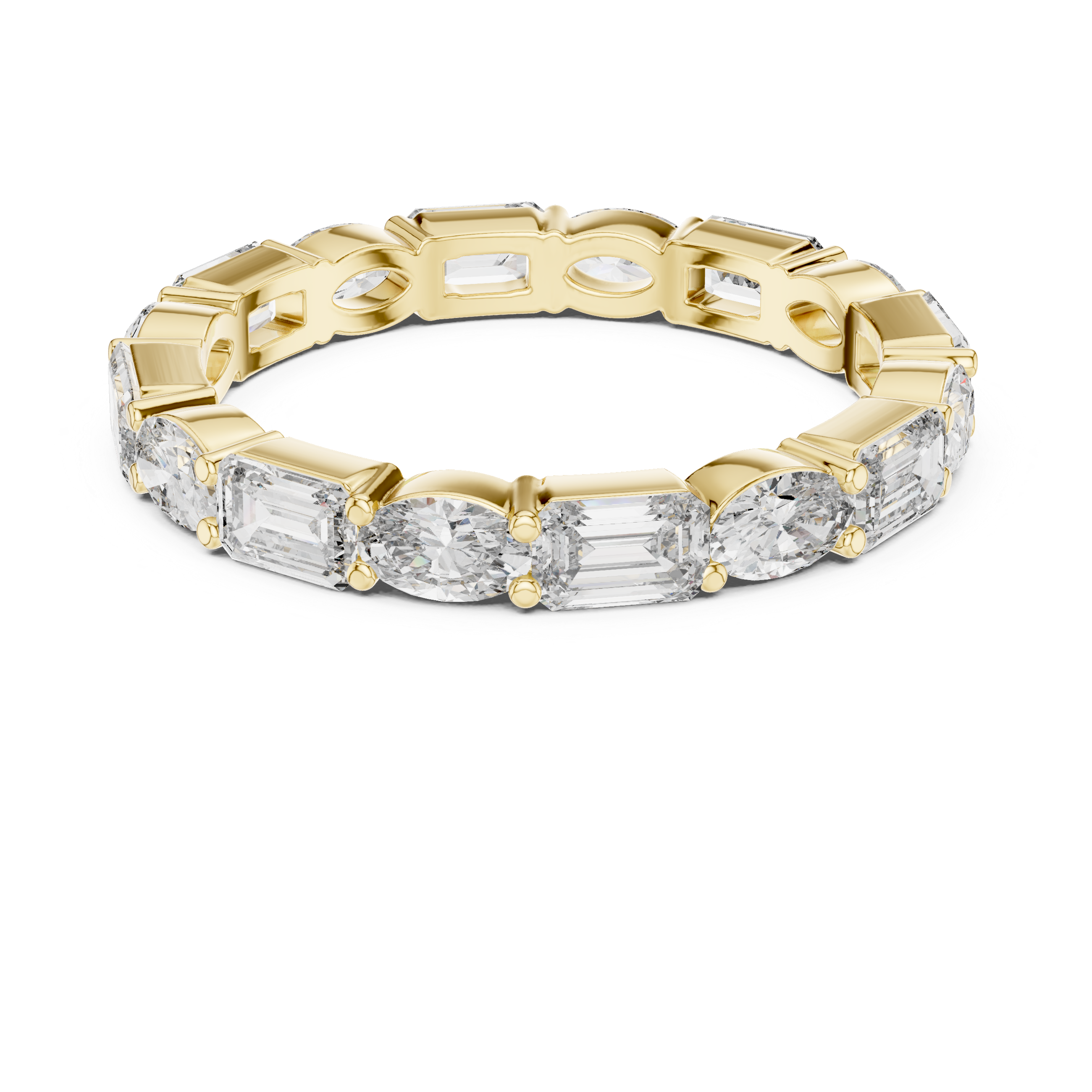 Oval & Emerald Moissanite VVS1 Eternity Wedding Band