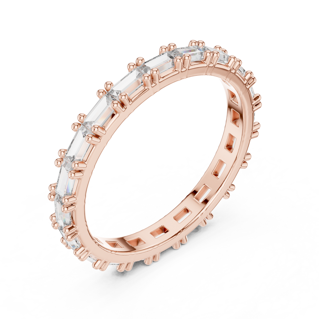 Emerald Cut Brilliant Moissanite VVS1 Eternity Band