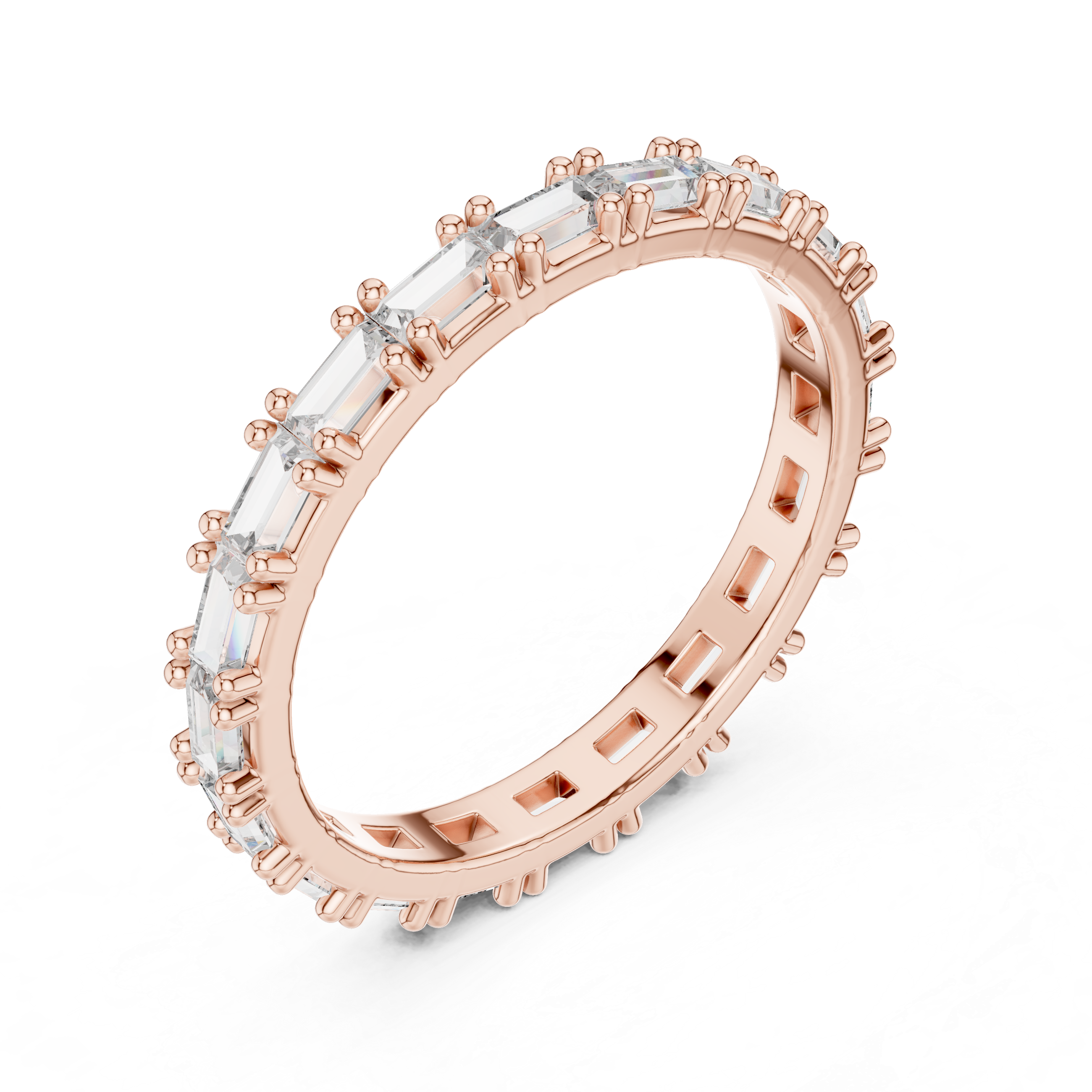 Emerald Cut Brilliant Moissanite VVS1 Eternity Band