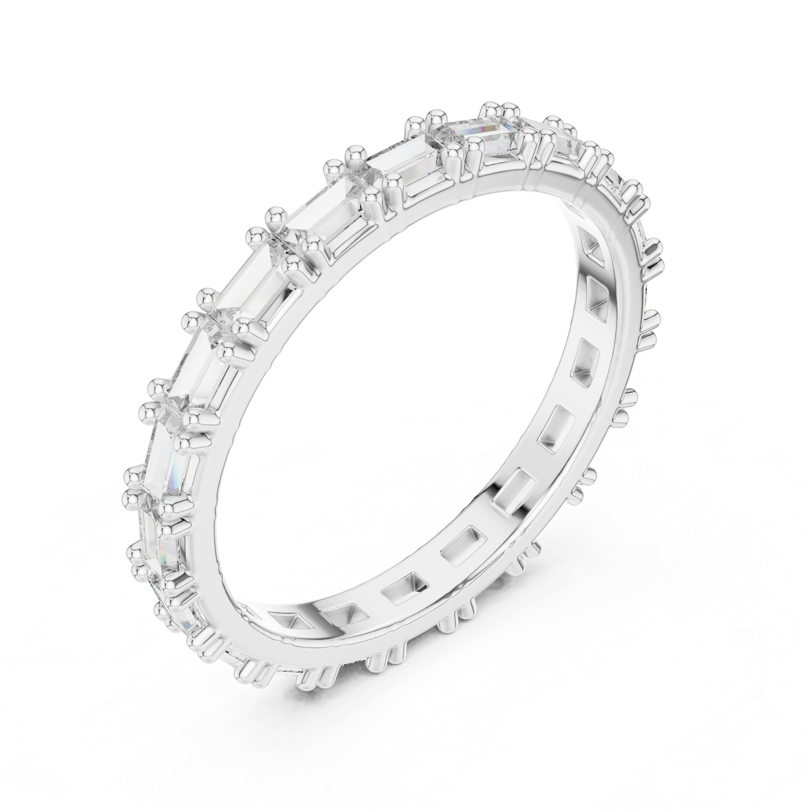Emerald Cut Brilliant Moissanite VVS1 Eternity Band