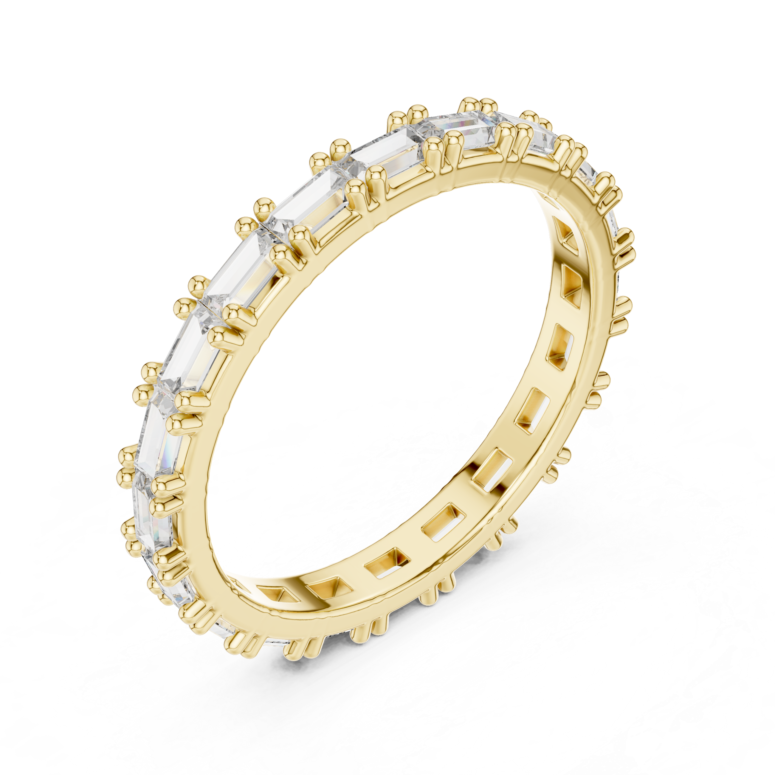 Emerald Cut Brilliant Moissanite VVS1 Eternity Band