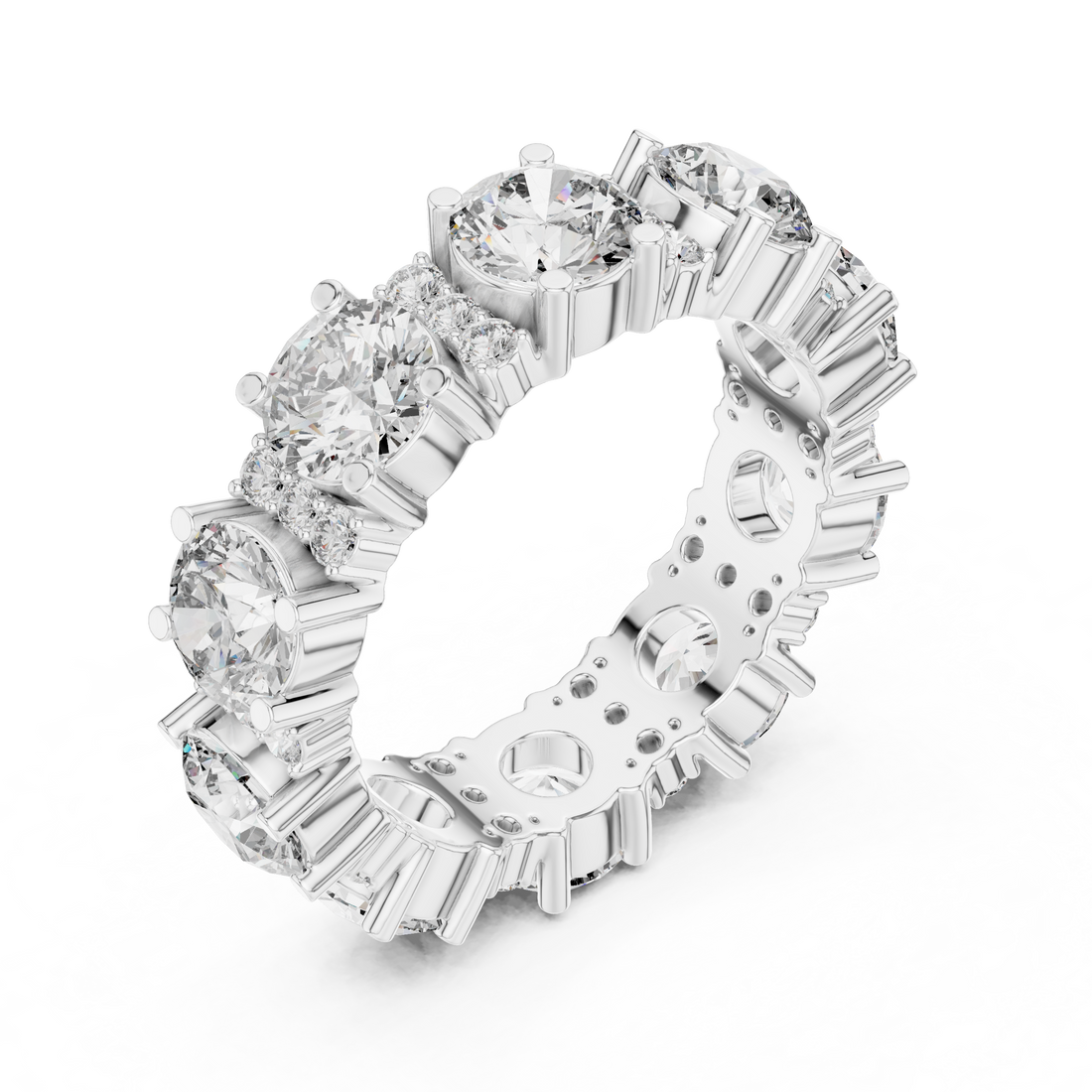Round Cut Brilliant Moissanite VVS1 Eternity Band