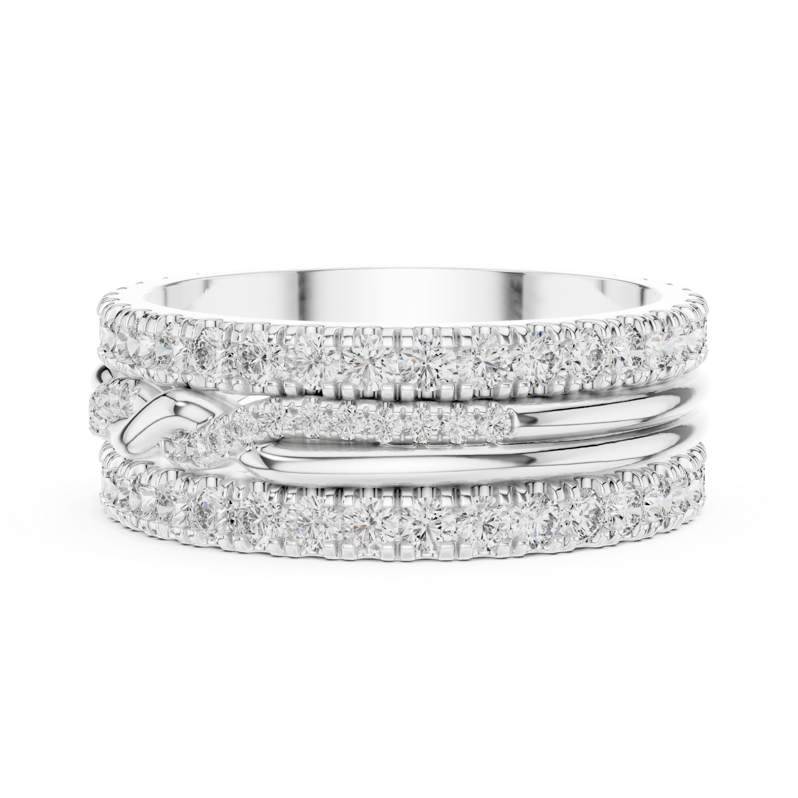 Triple Row Band Round Brilliant Moissanite VVS1 Eternity Band