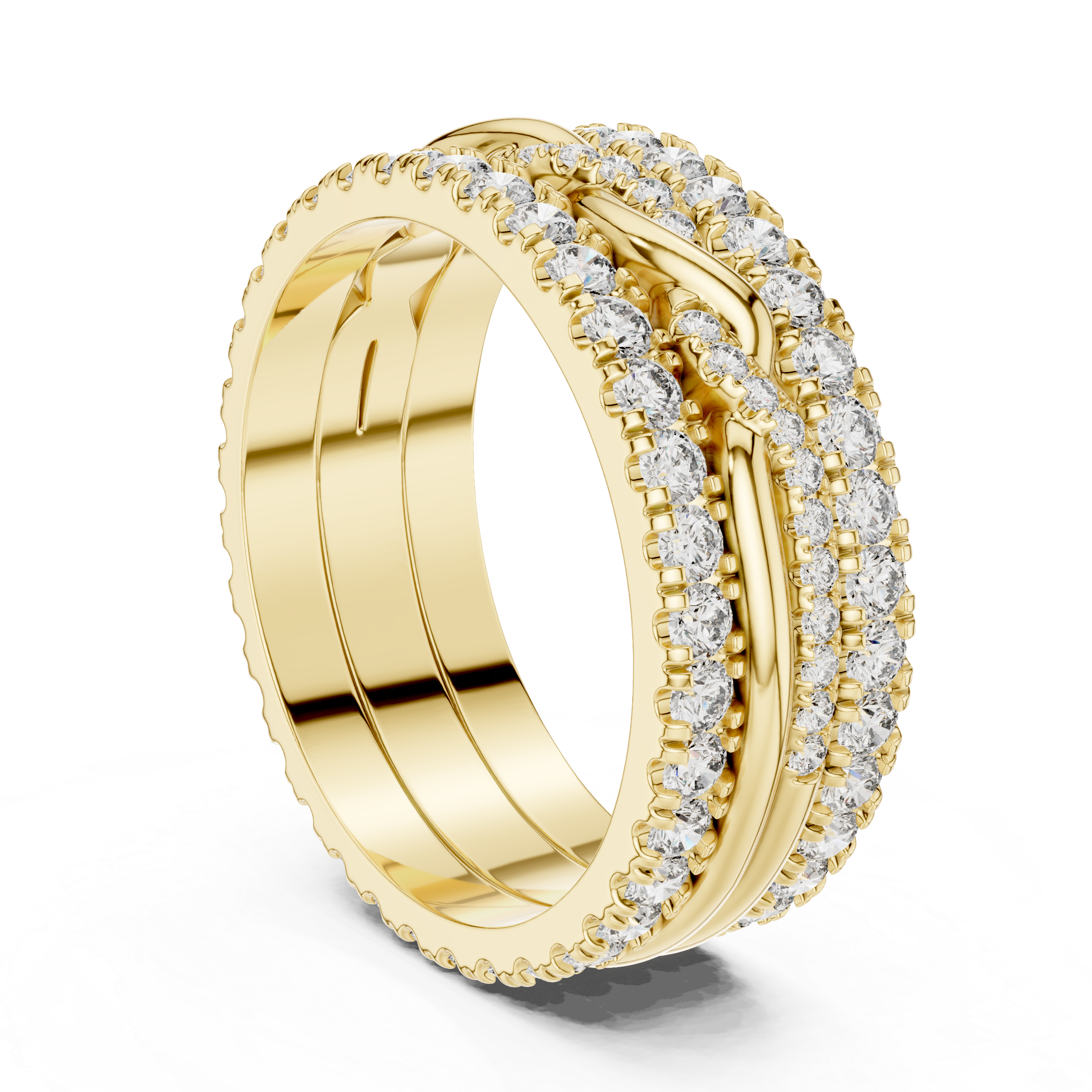 Triple Row Band Round Brilliant Moissanite VVS1 Eternity Band