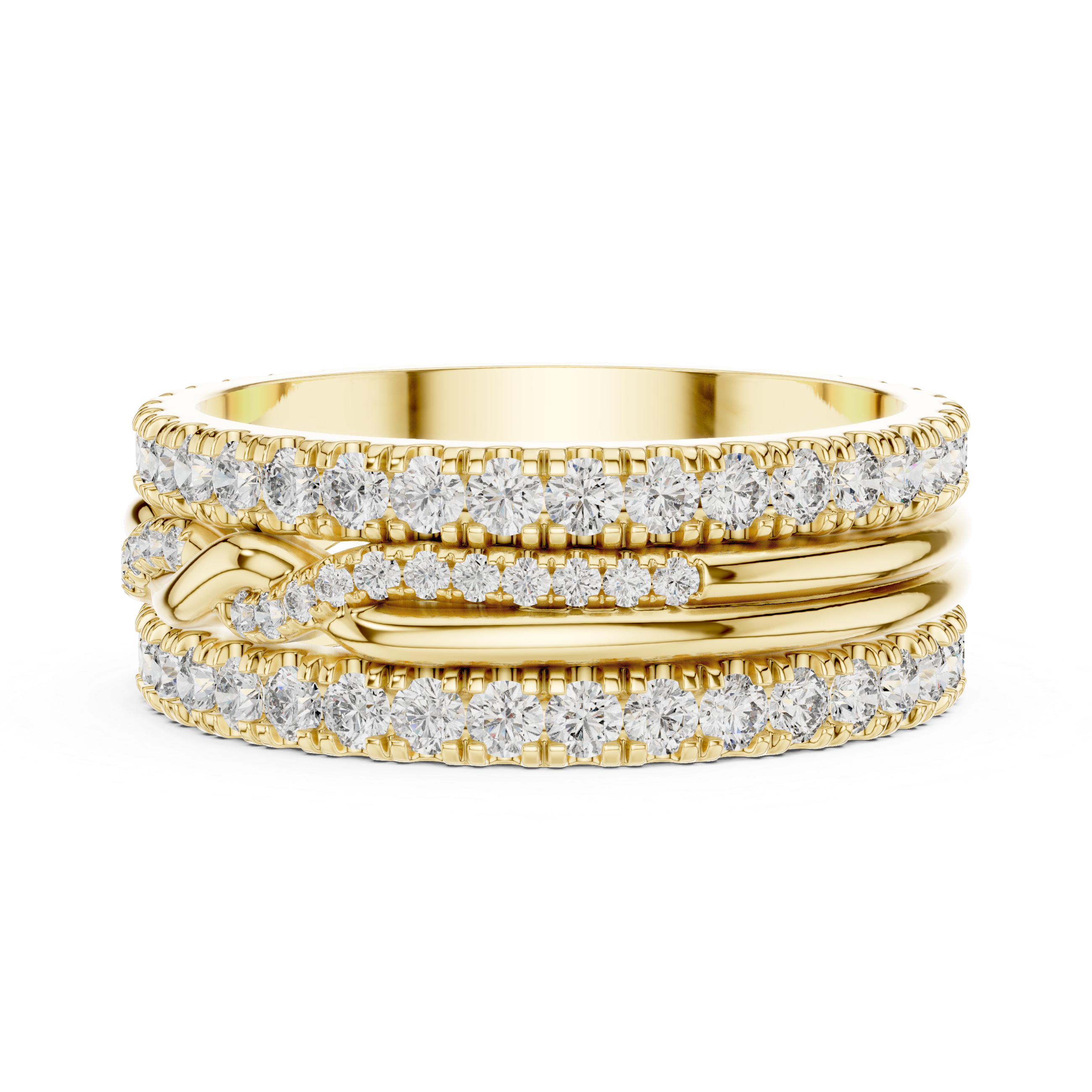 Triple Row Band Round Brilliant Moissanite VVS1 Eternity Band