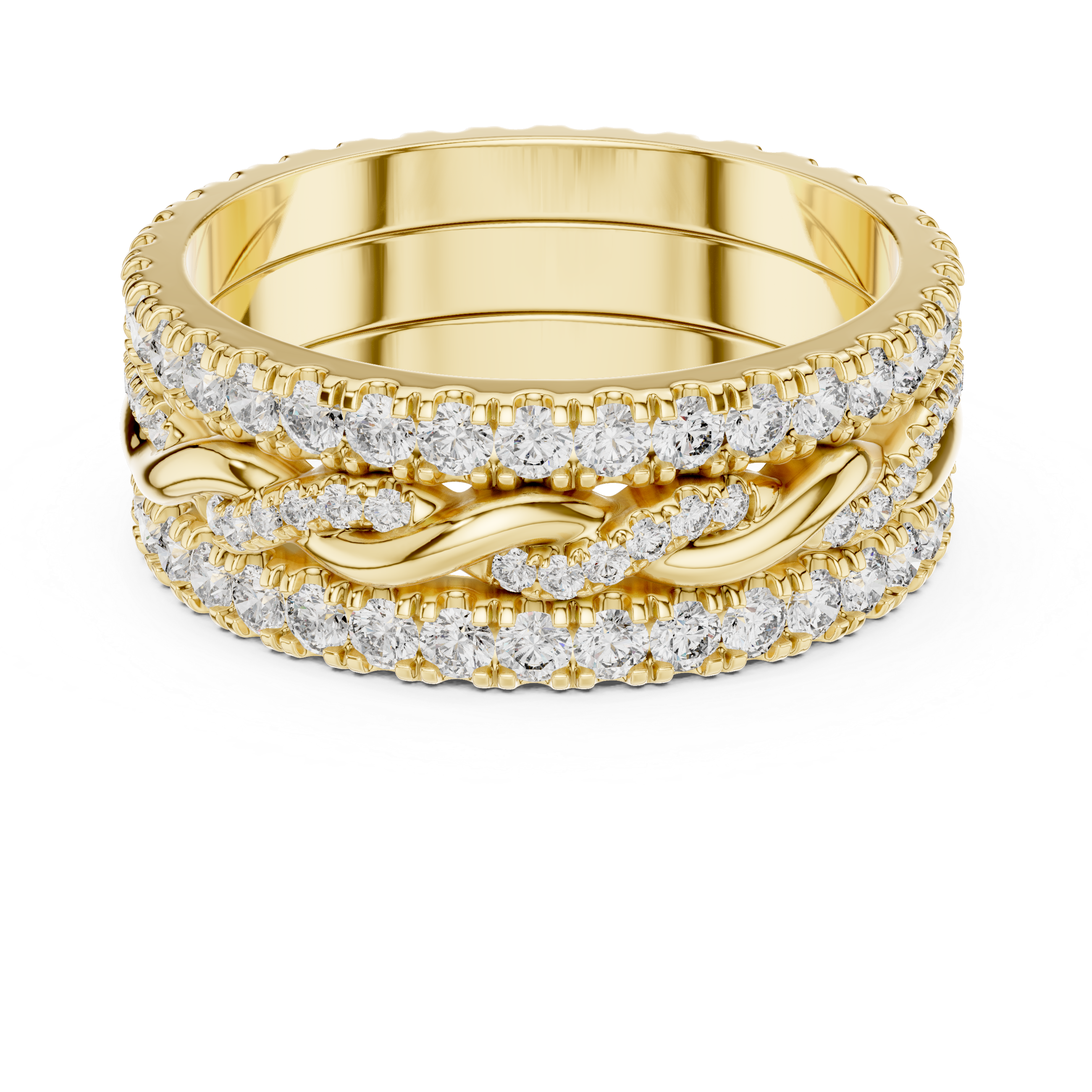 Triple Row Band Round Brilliant Moissanite VVS1 Eternity Band