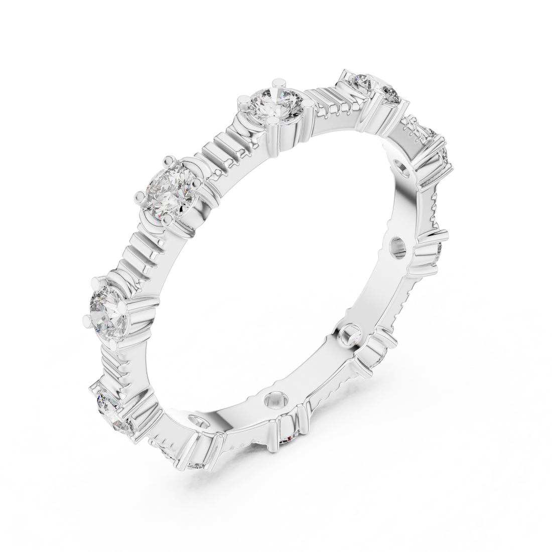 Round Cut Brilliant Moissanite VVS1 Eternity Band