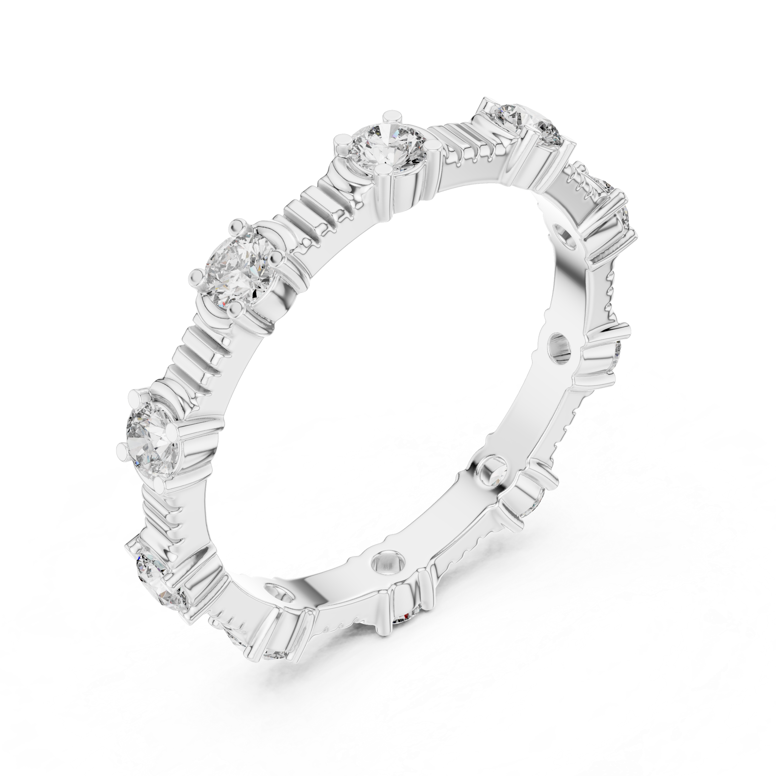 Round Cut Brilliant Moissanite VVS1 Eternity Band