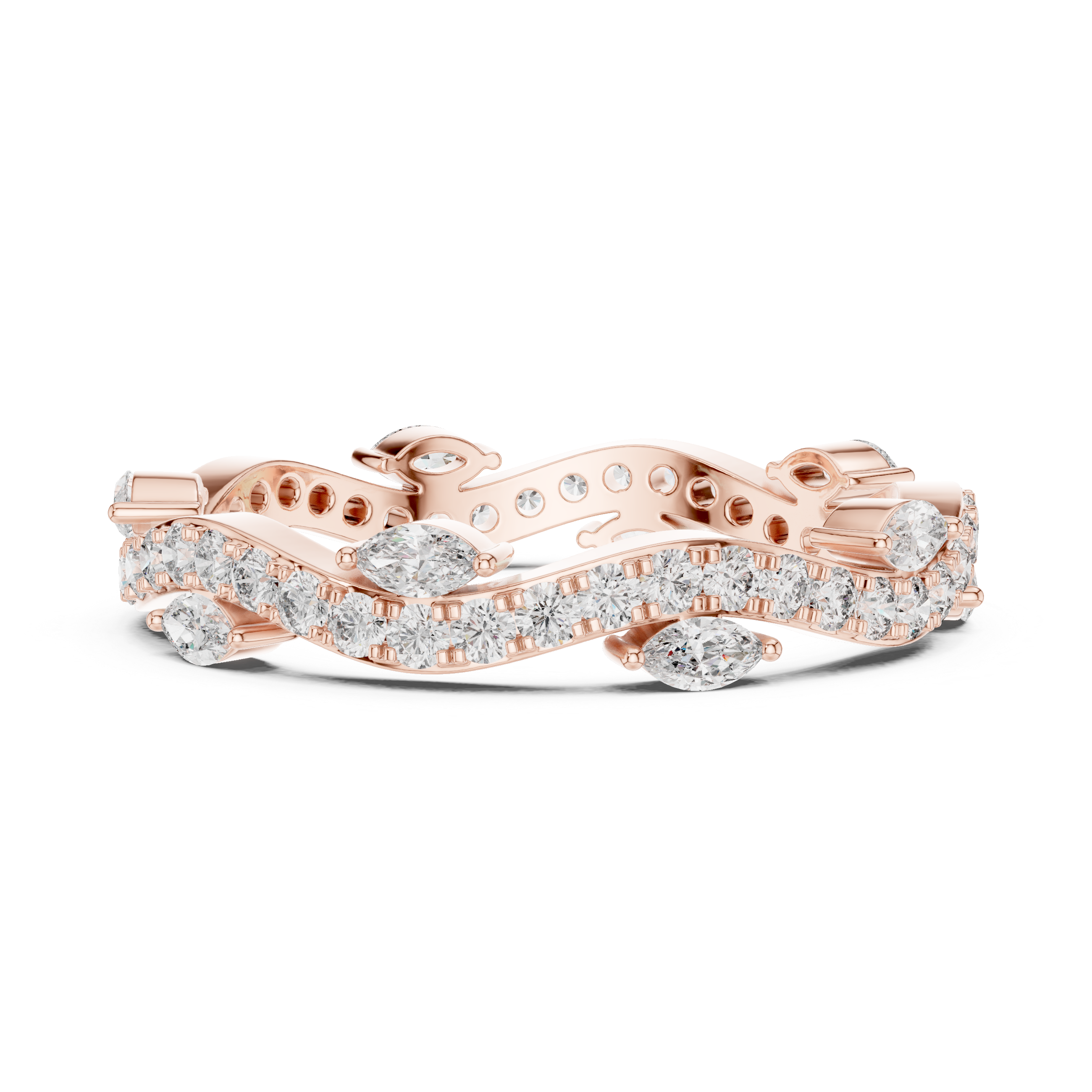 Round And Marquise Brilliant Cut Moissanite VVS1 Eternity Band