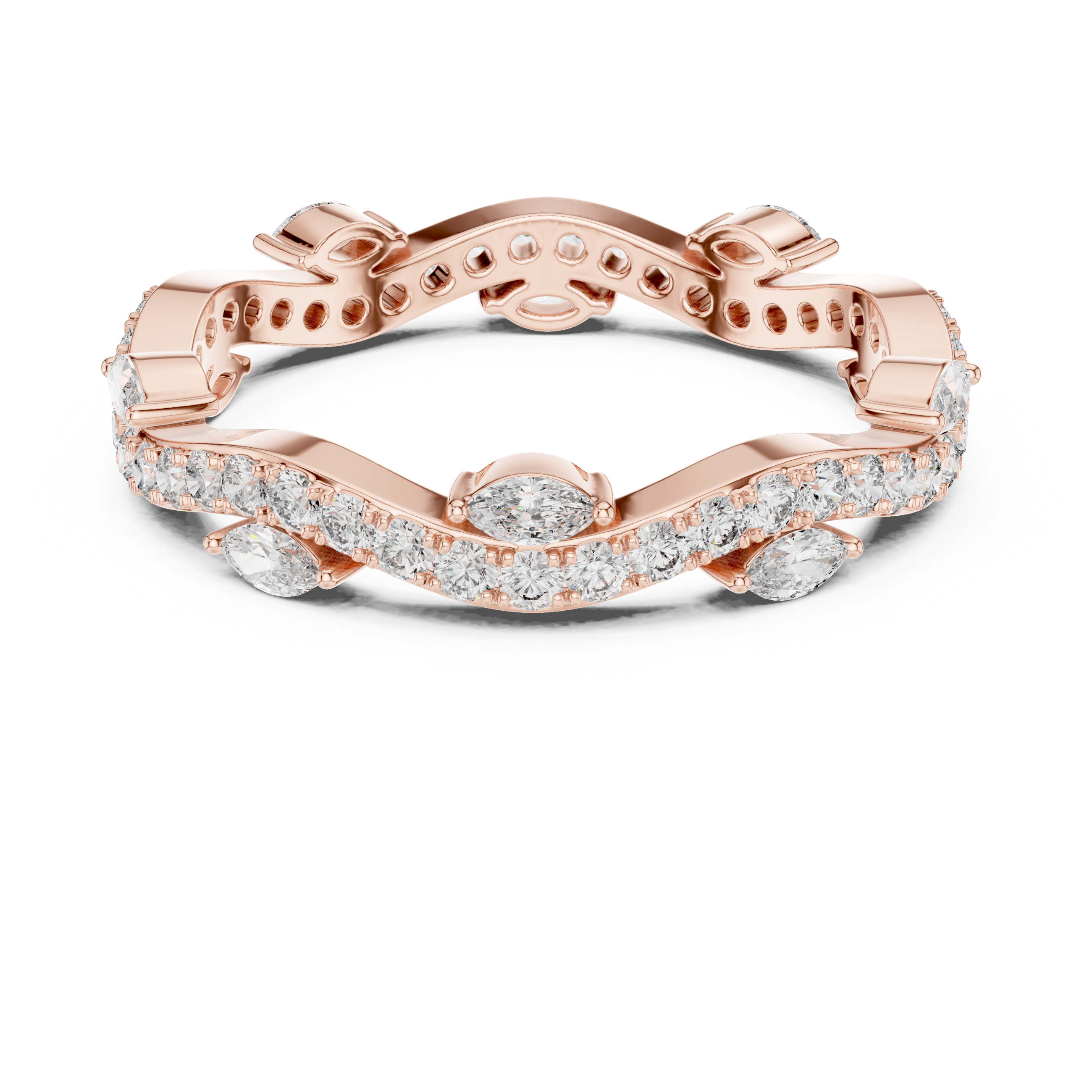 Round And Marquise Brilliant Cut Moissanite VVS1 Eternity Band