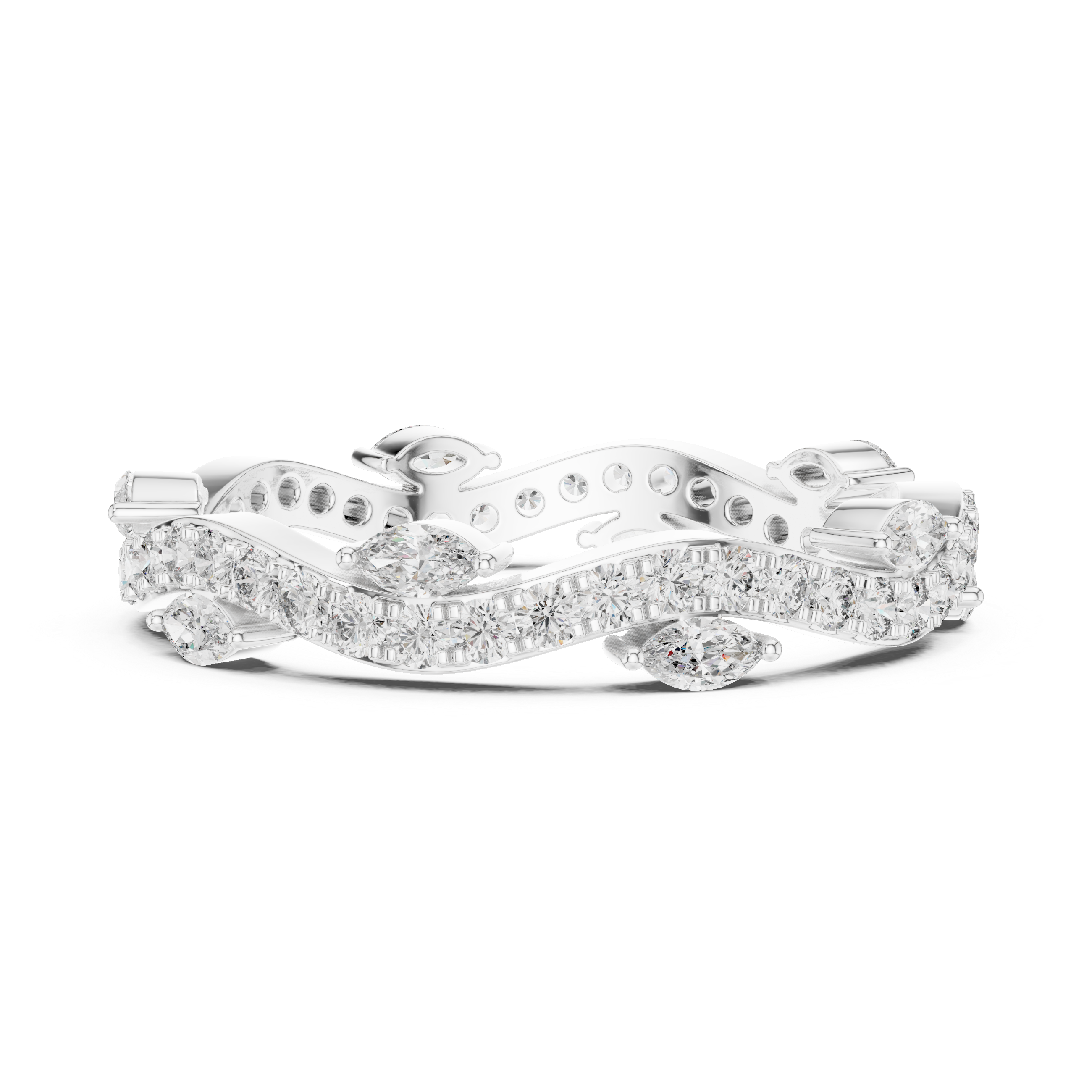 Round And Marquise Brilliant Cut Moissanite VVS1 Eternity Band