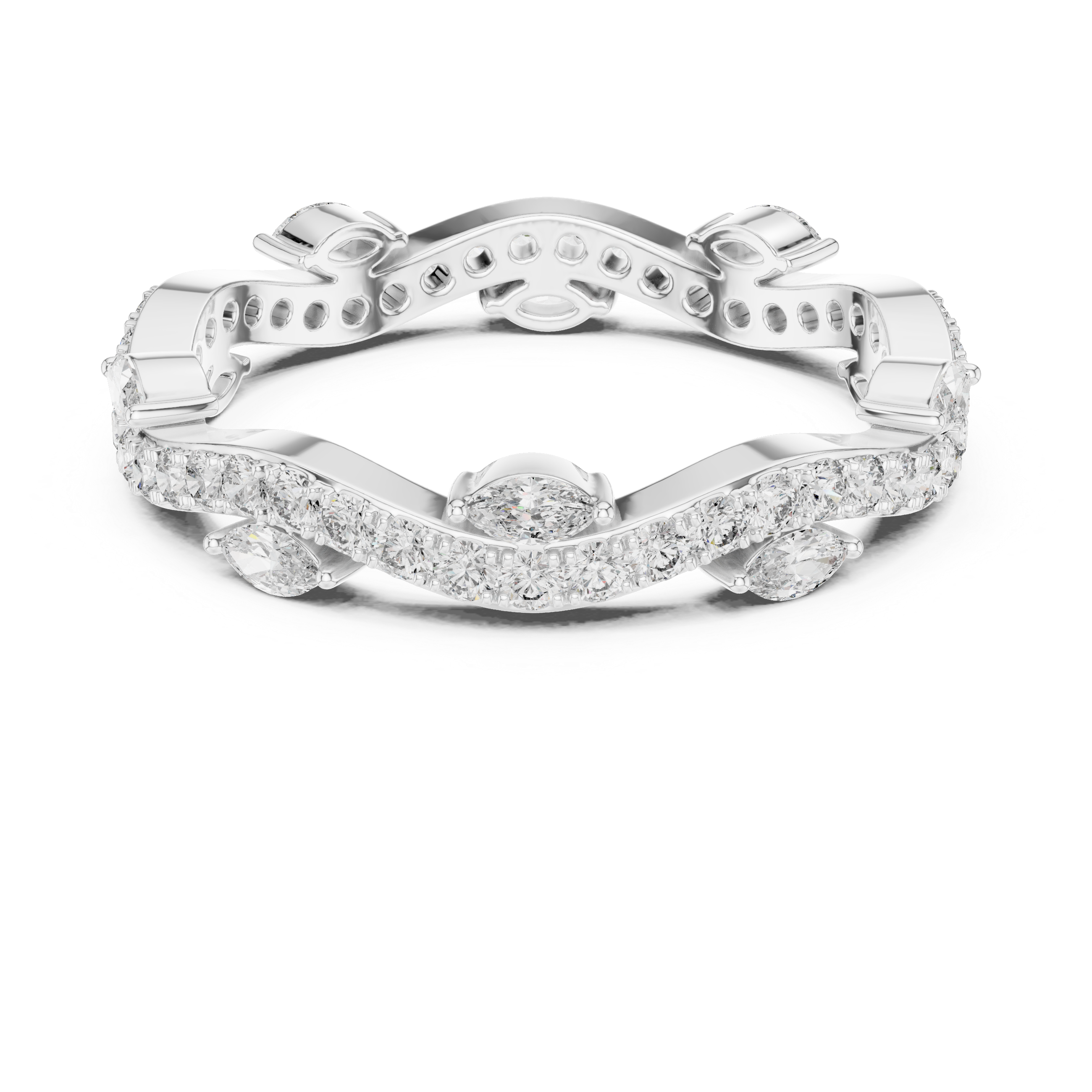 Round And Marquise Brilliant Cut Moissanite VVS1 Eternity Band