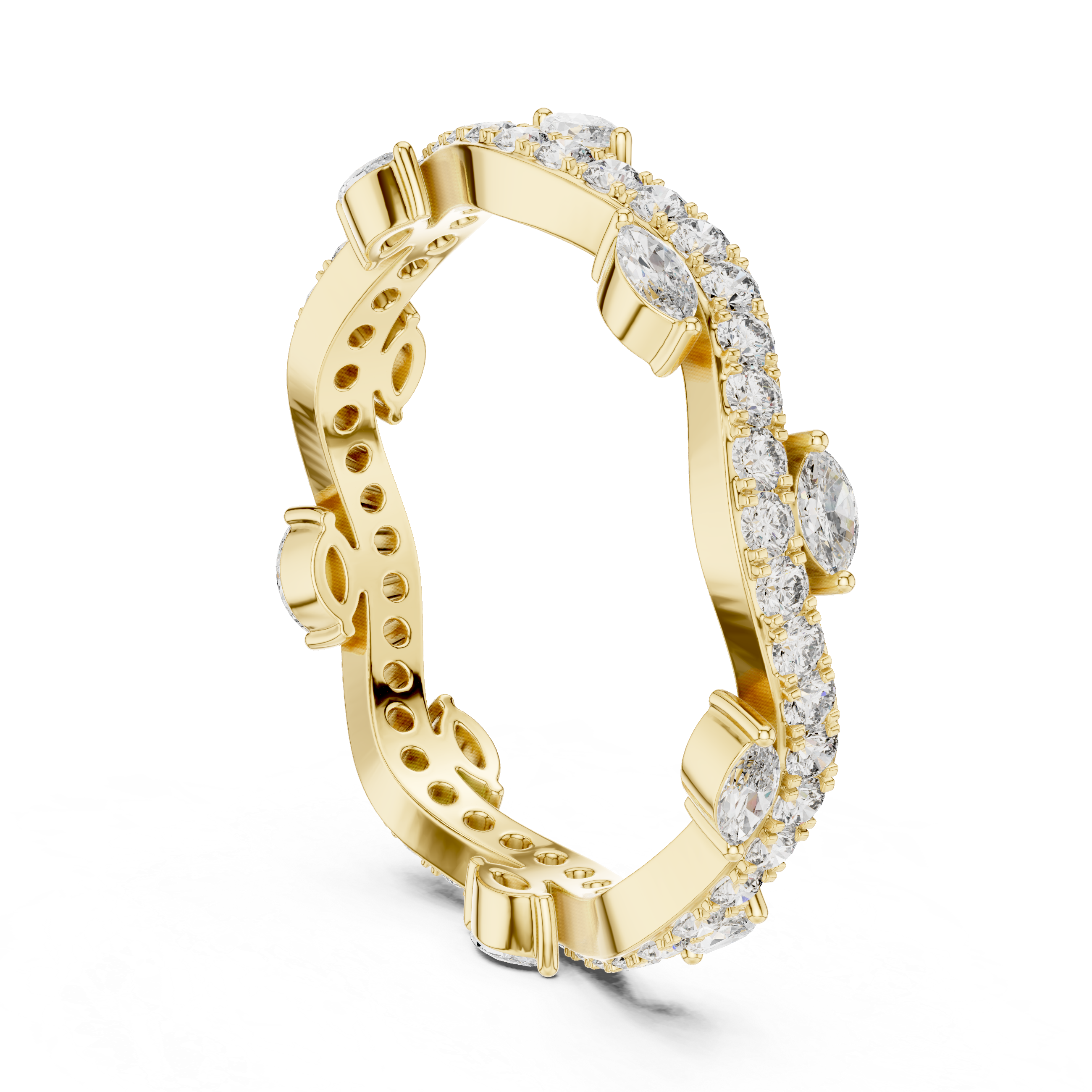 Round And Marquise Brilliant Cut Moissanite VVS1 Eternity Band
