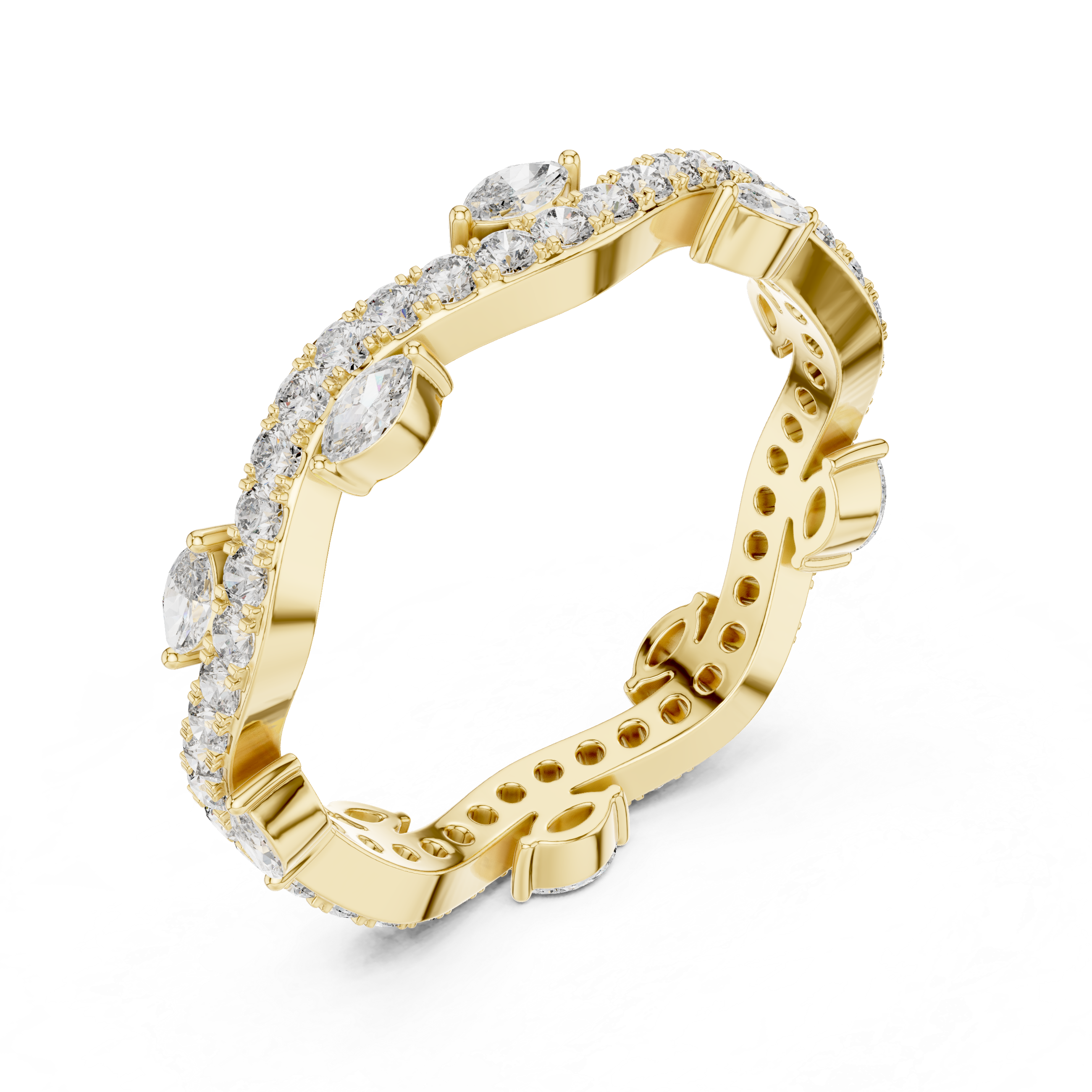 Round And Marquise Brilliant Cut Moissanite VVS1 Eternity Band