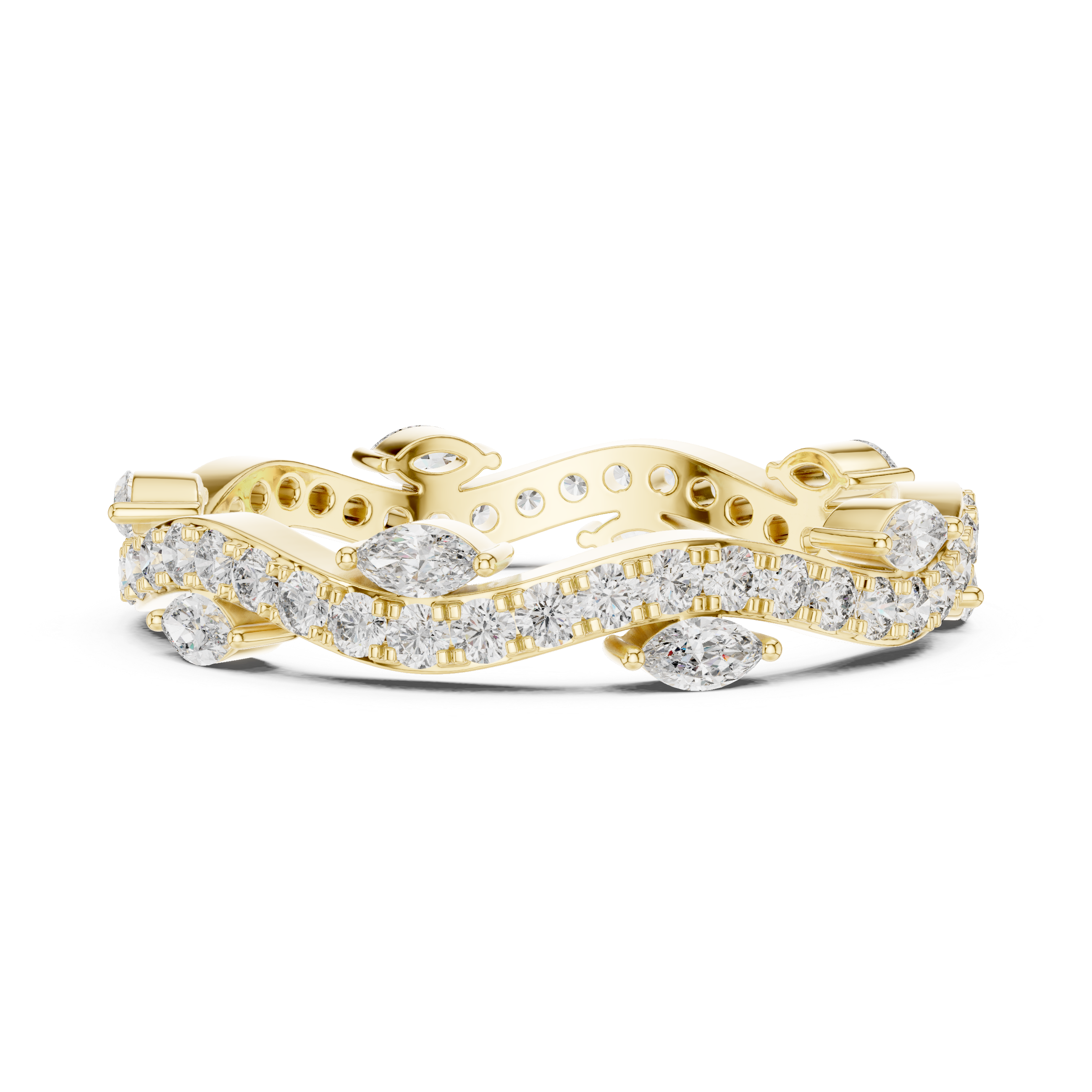 Round And Marquise Brilliant Cut Moissanite VVS1 Eternity Band