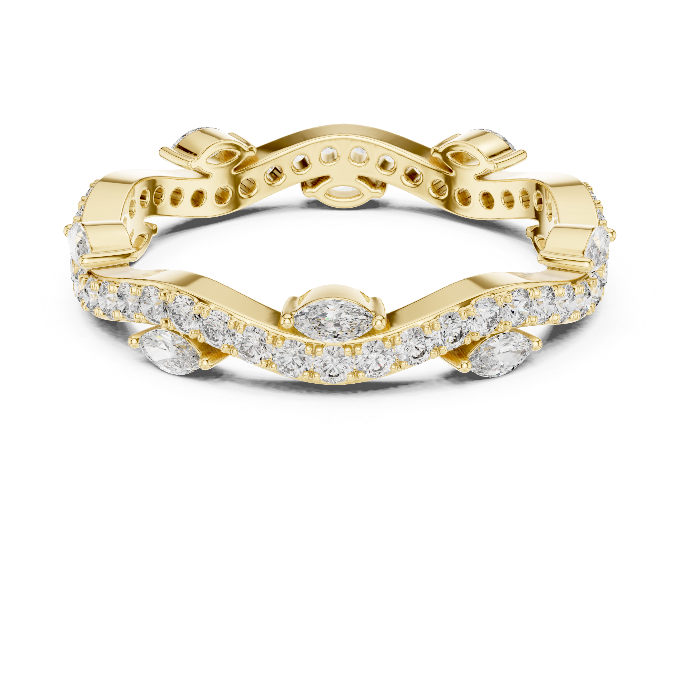 Round And Marquise Brilliant Cut Moissanite VVS1 Eternity Band