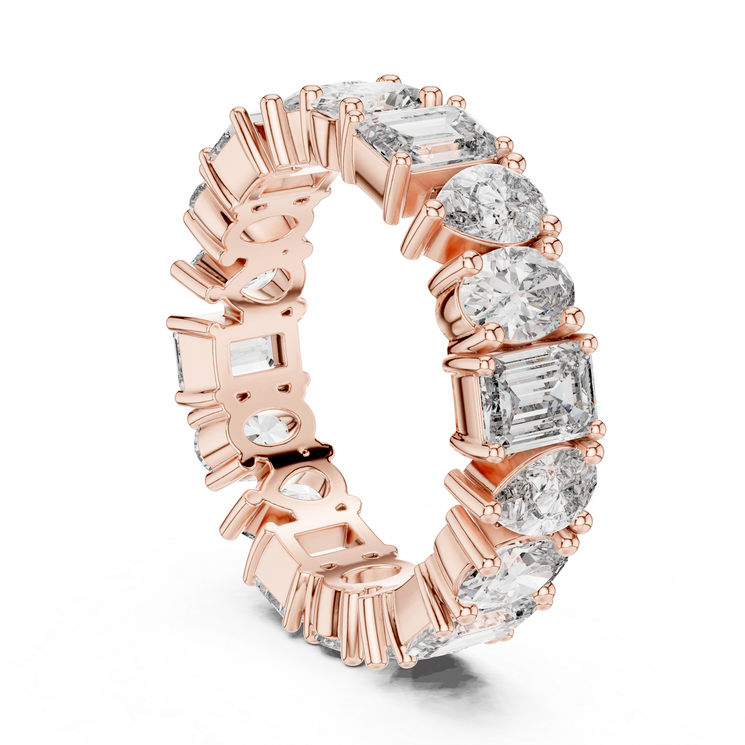 Emerald, Pear & Oval Cut Brilliant Moissanite VVS1 Eternity Band