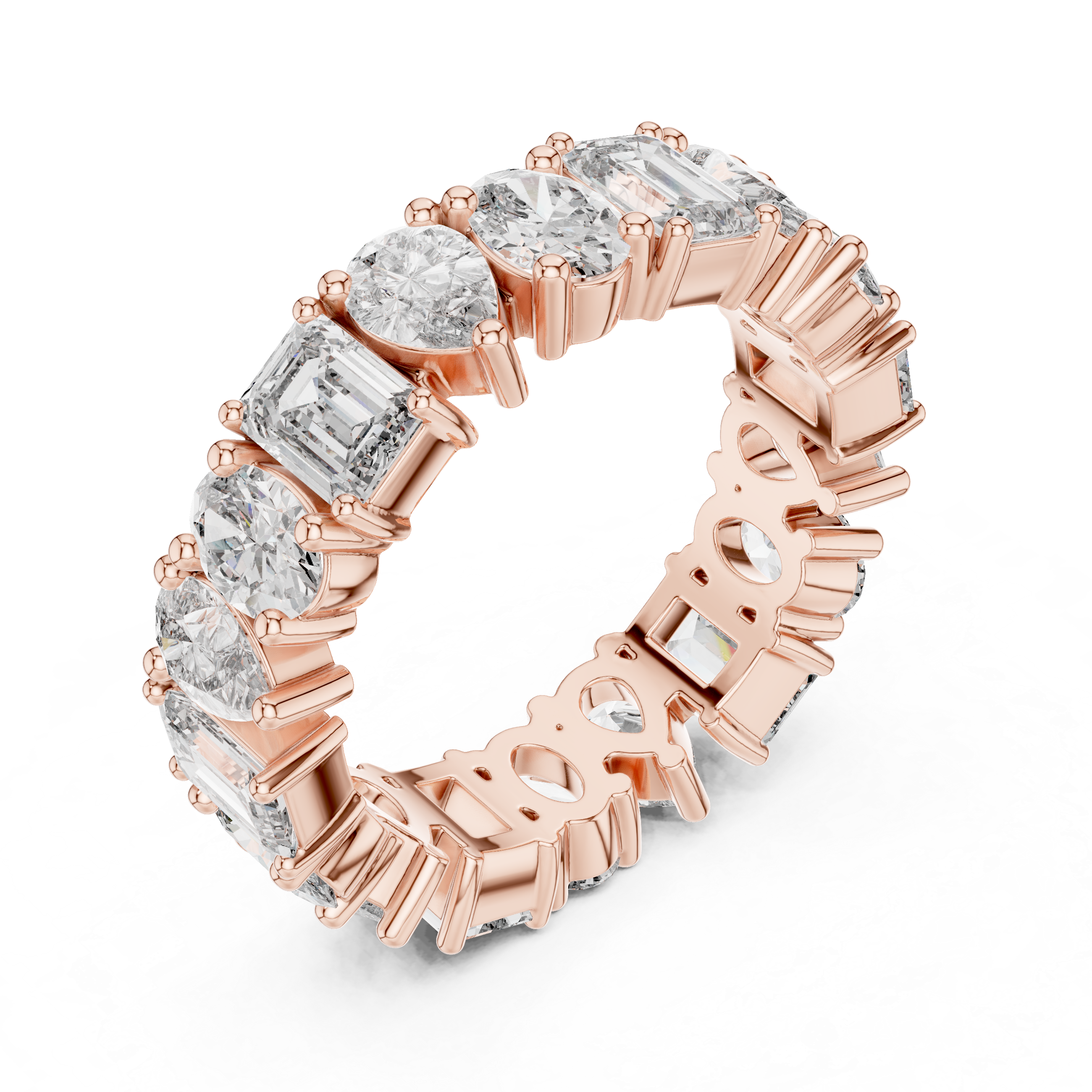 Emerald, Pear & Oval Cut Brilliant Moissanite VVS1 Eternity Band
