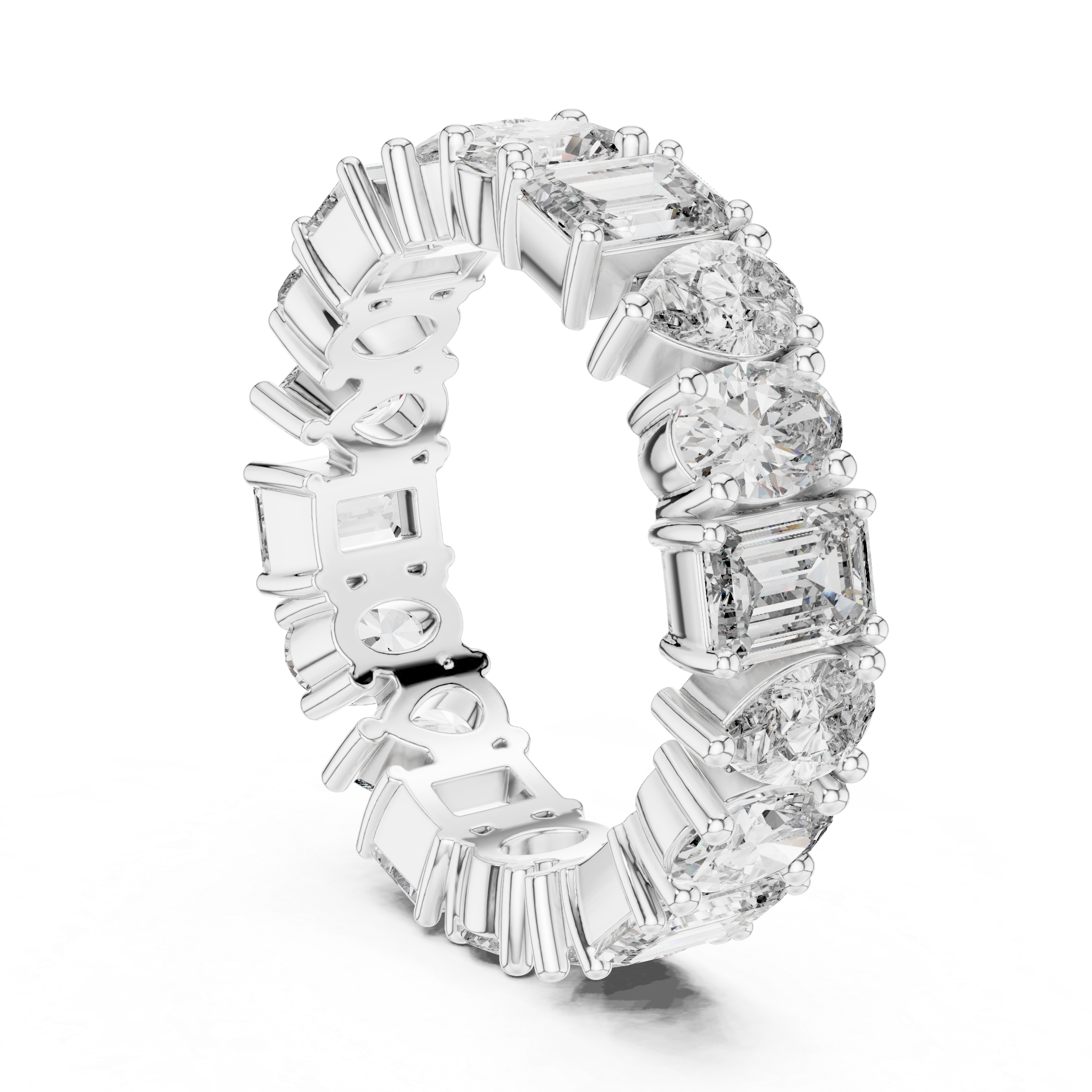 Emerald, Pear & Oval Cut Brilliant Moissanite VVS1 Eternity Band