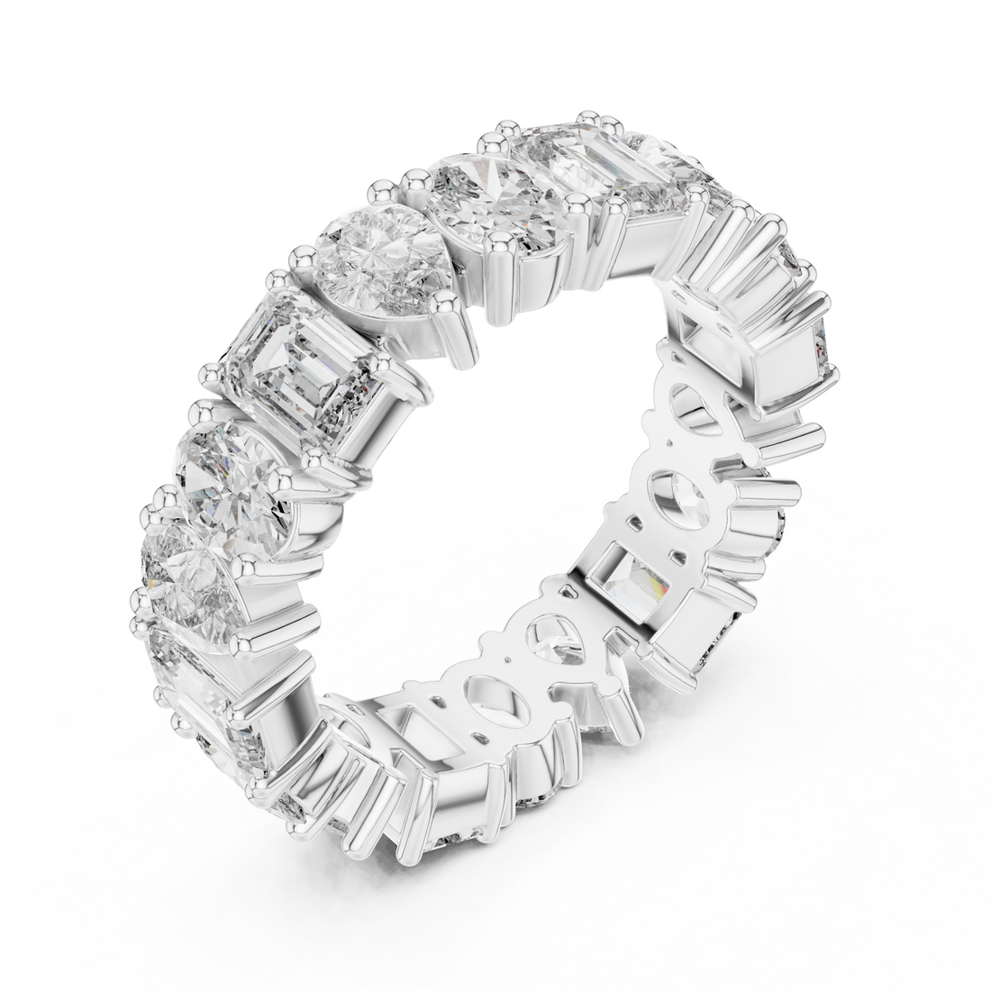 Emerald, Pear & Oval Cut Brilliant Moissanite VVS1 Eternity Band