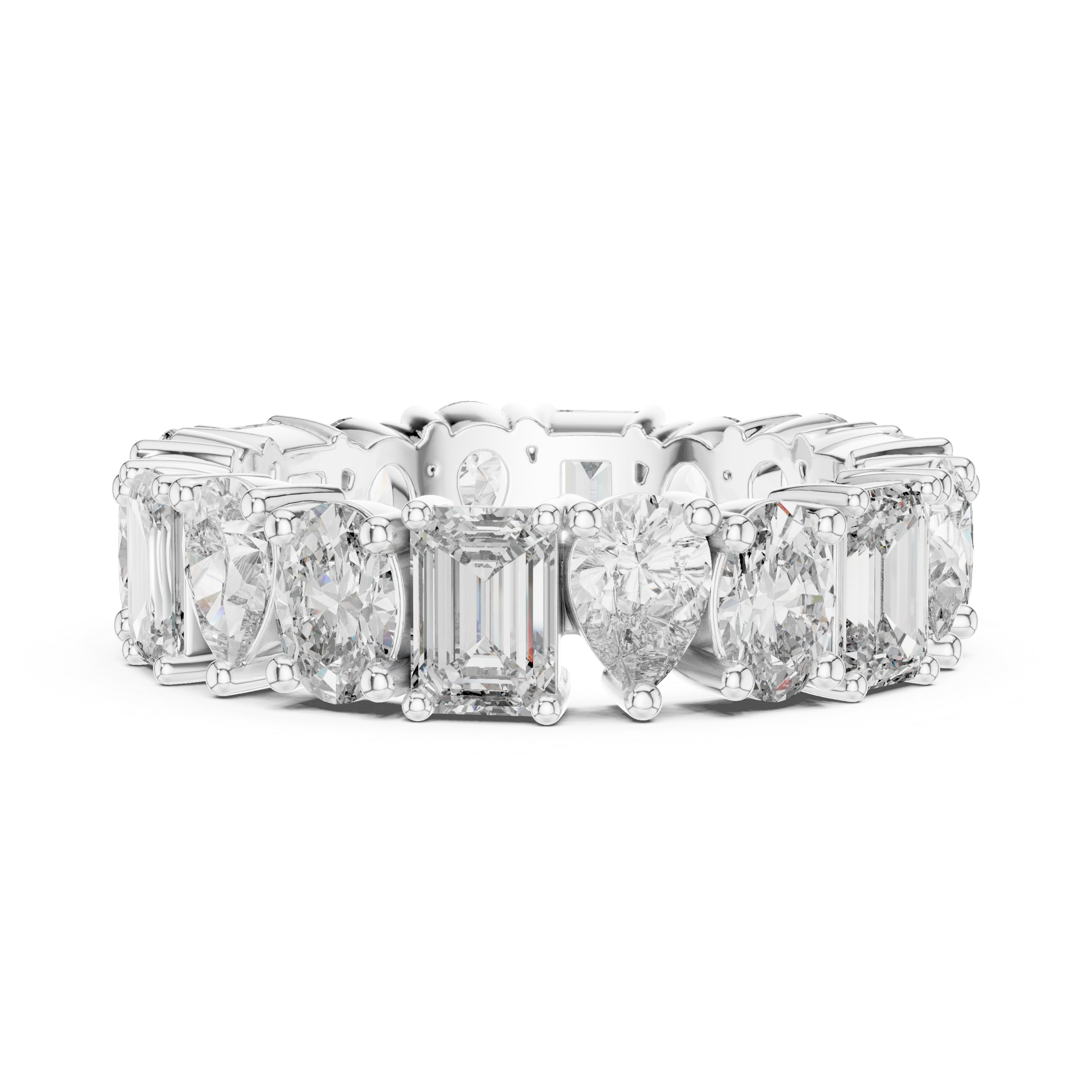 Emerald, Pear & Oval Cut Brilliant Moissanite VVS1 Eternity Band