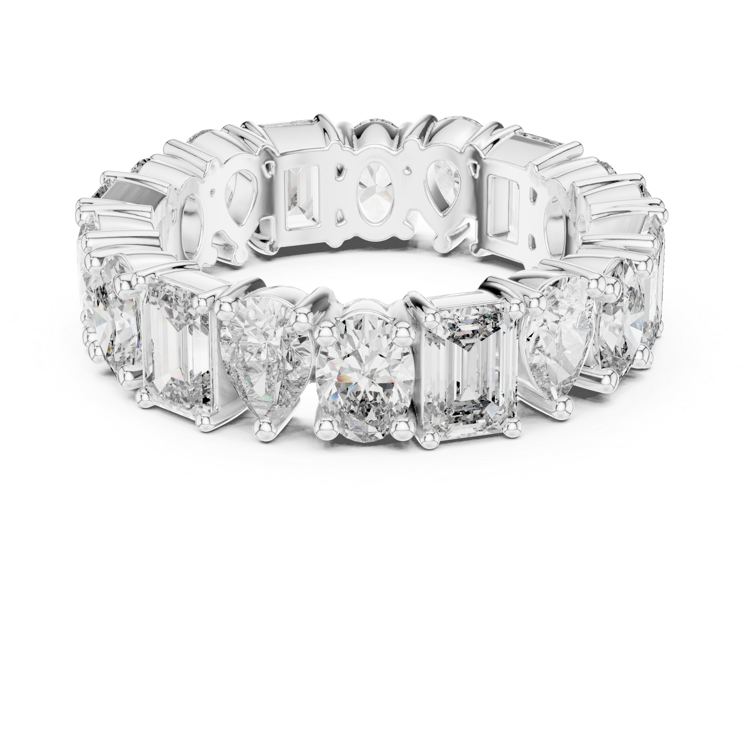 Emerald, Pear & Oval Cut Brilliant Moissanite VVS1 Eternity Band
