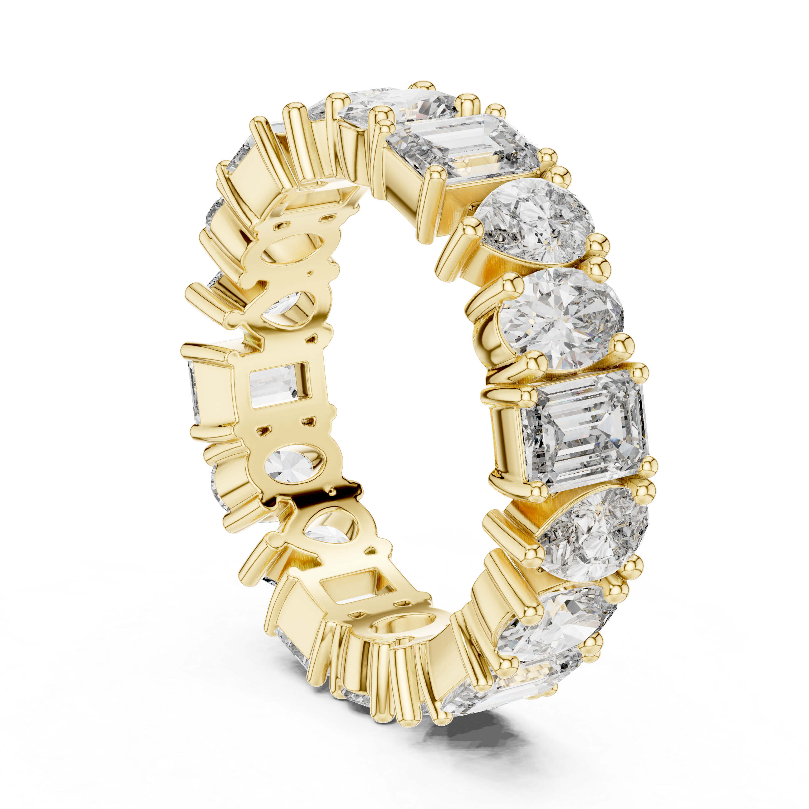 Emerald, Pear & Oval Cut Brilliant Moissanite VVS1 Eternity Band