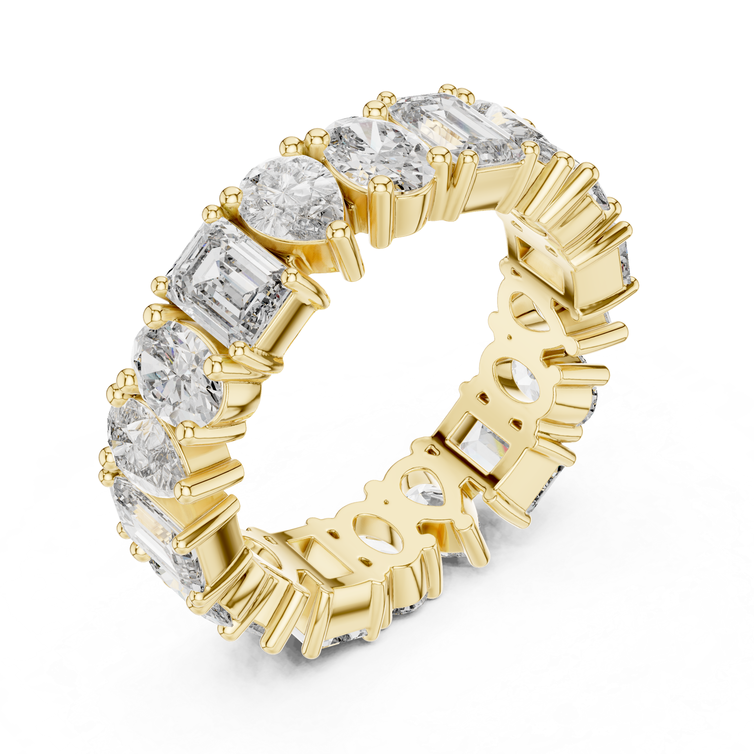 Emerald, Pear & Oval Cut Brilliant Moissanite VVS1 Eternity Band
