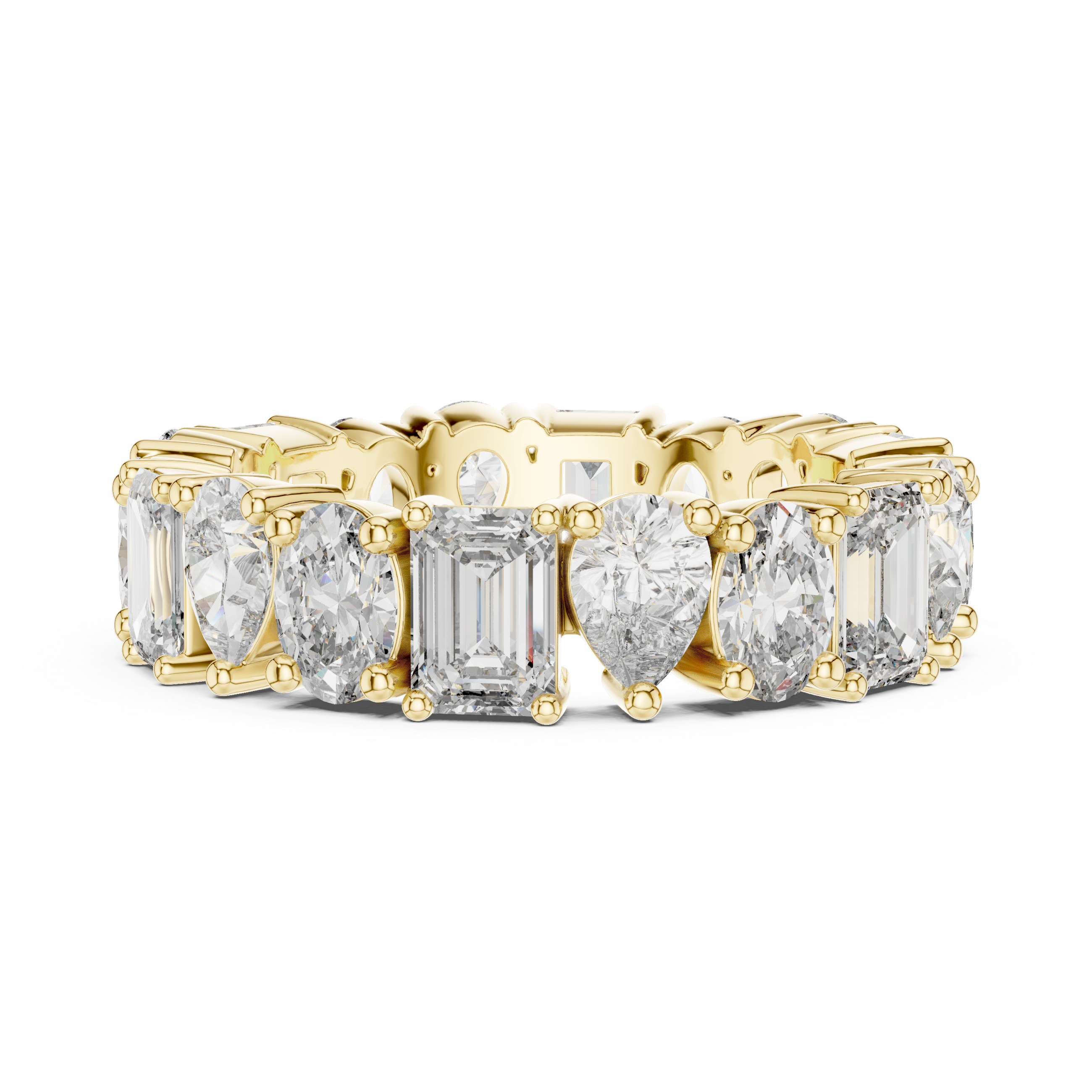Emerald, Pear & Oval Cut Brilliant Moissanite VVS1 Eternity Band