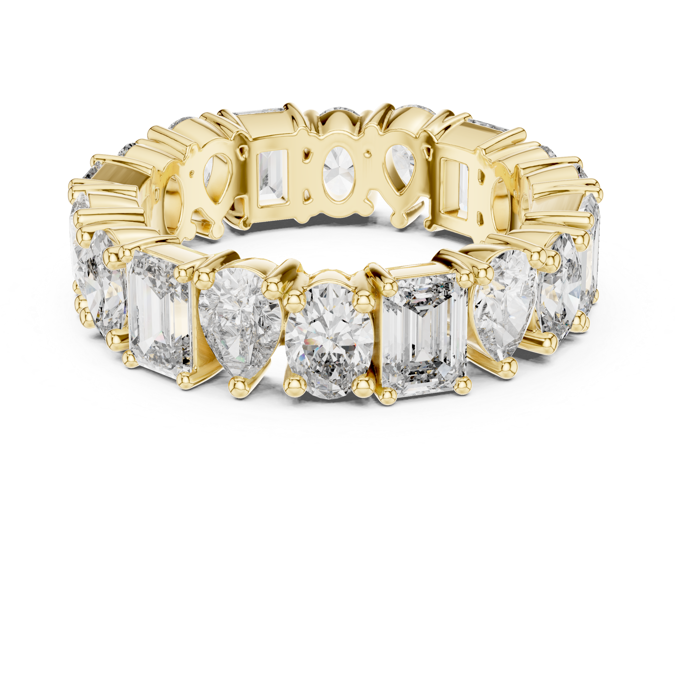 Emerald, Pear & Oval Cut Brilliant Moissanite VVS1 Eternity Band