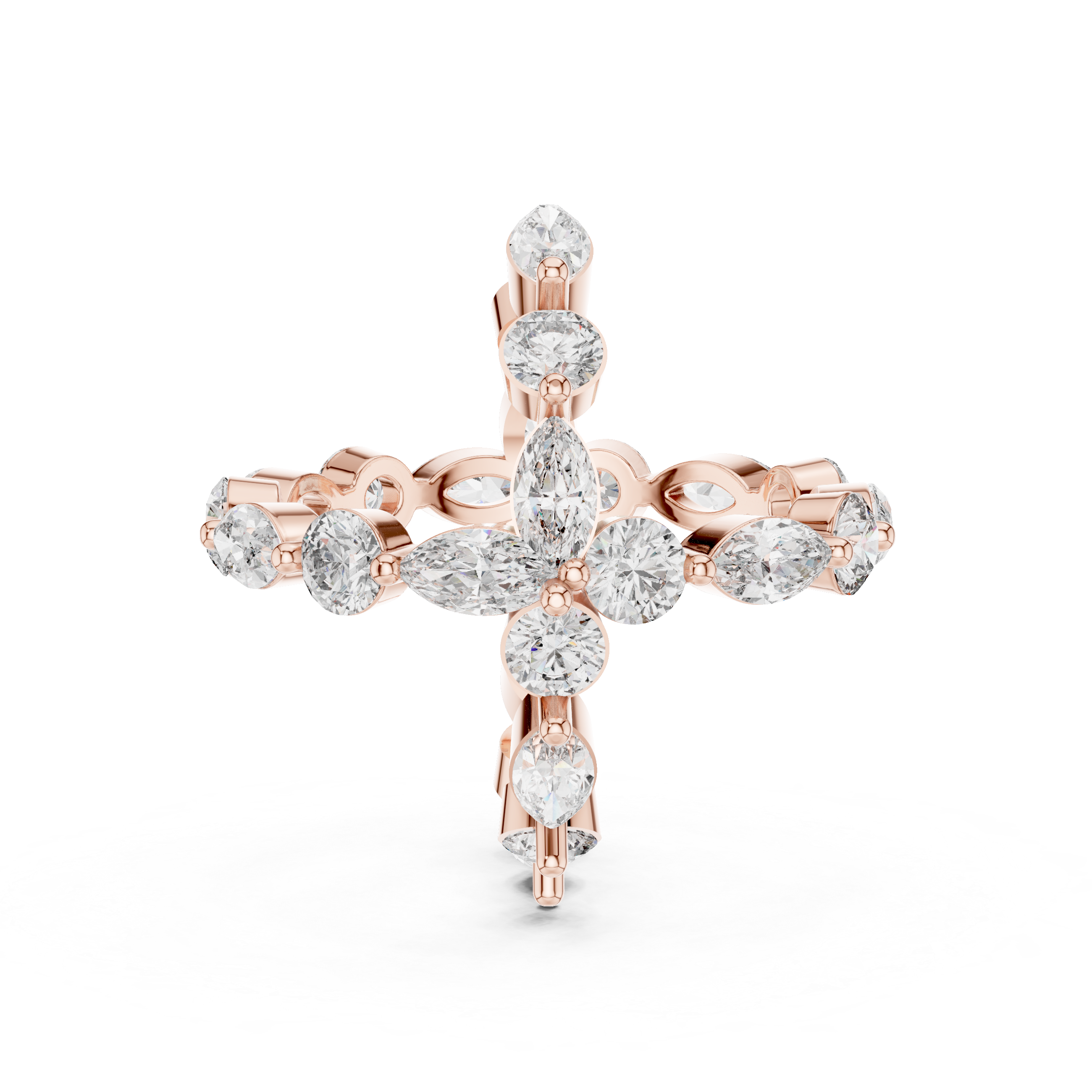Round And Marquise Cut Brilliant Moissanite VVS1 Eternity Band