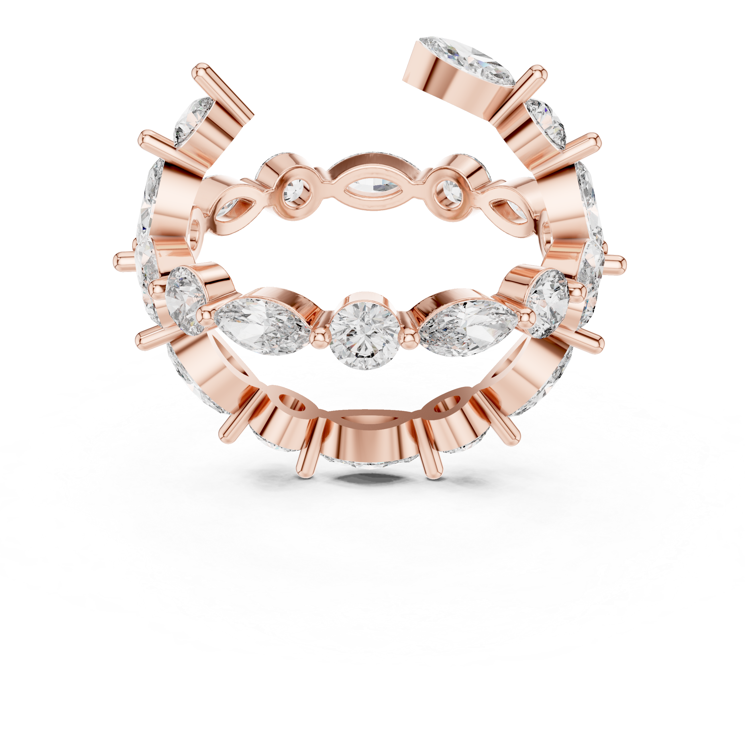Round And Marquise Cut Brilliant Moissanite VVS1 Eternity Band