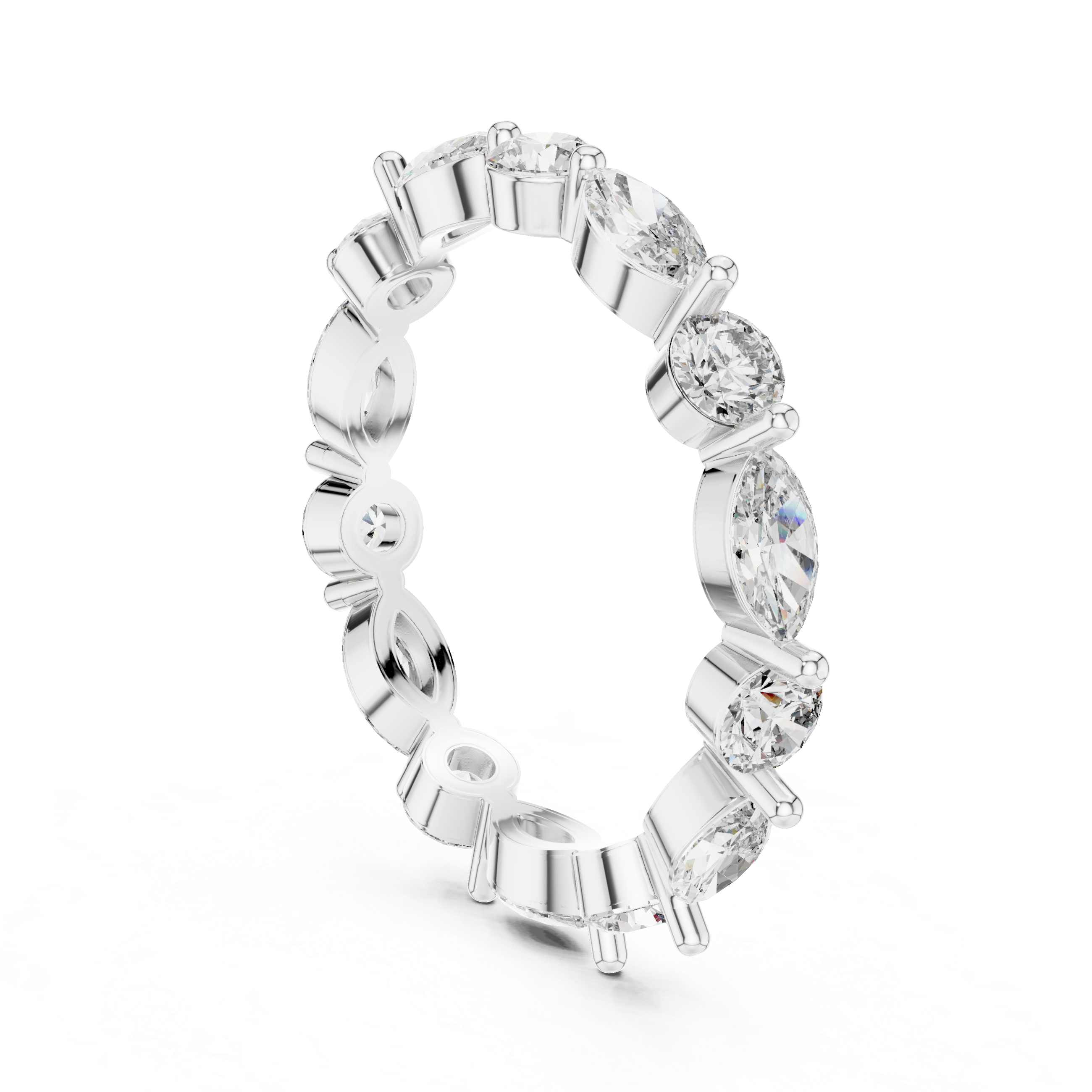Round And Marquise Cut Brilliant Moissanite VVS1 Eternity Band