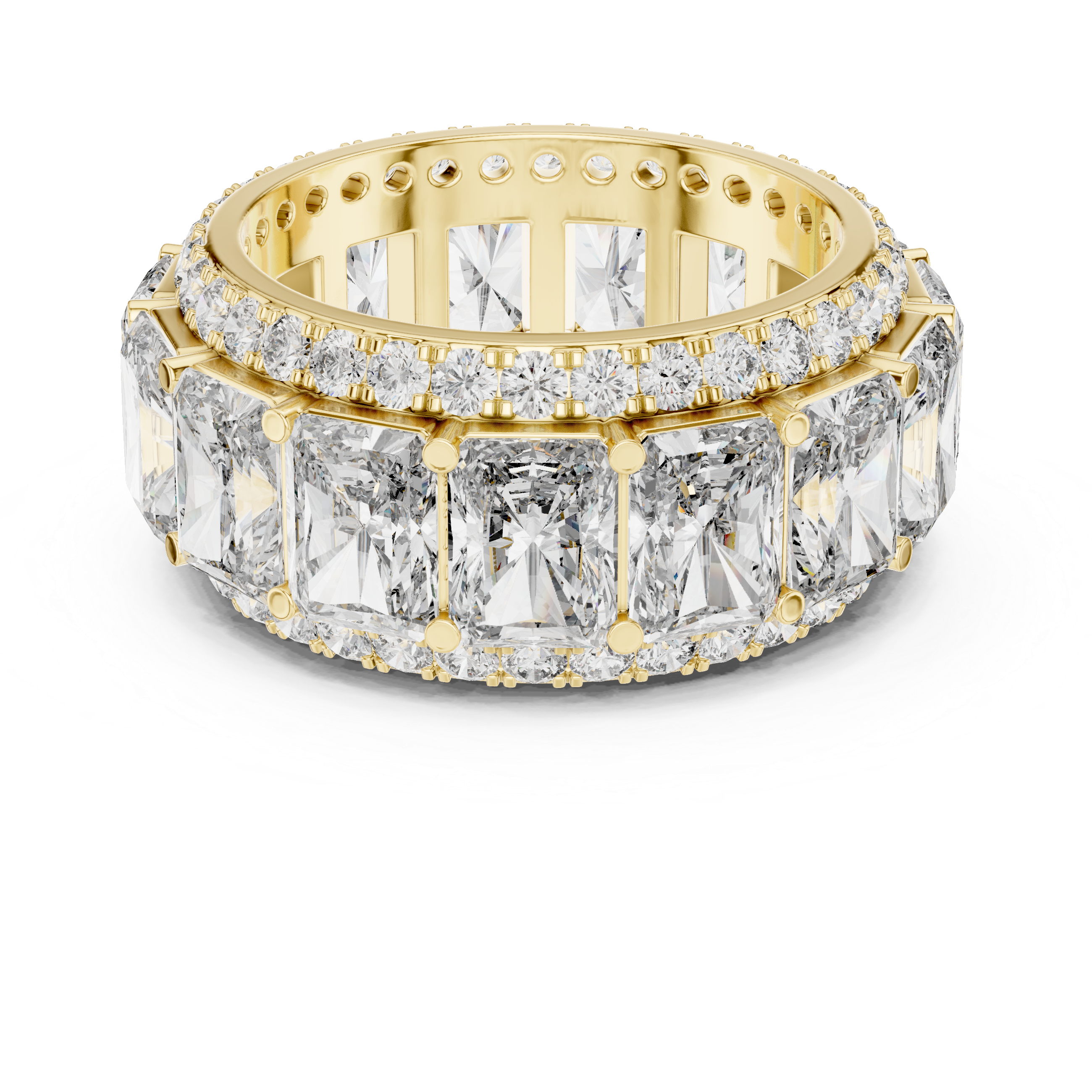 Triple Row Band Radiant And Round Brilliant Moissanite VVS1 Eternity Band
