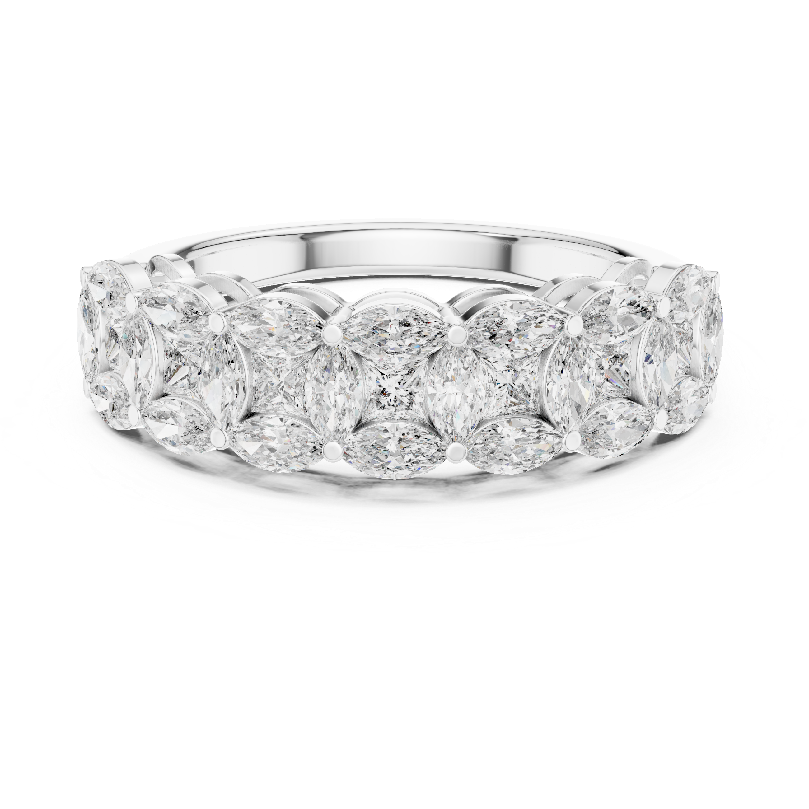 Princess And Marquise Cut Brilliant Moissanite VVS1 Eternity Band