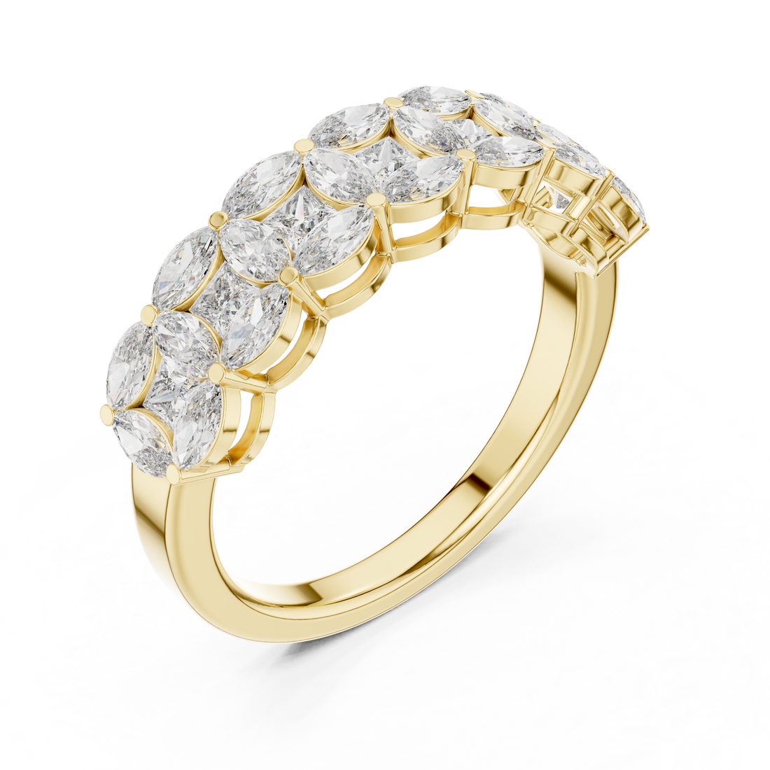 Princess And Marquise Cut Brilliant Moissanite VVS1 Eternity Band