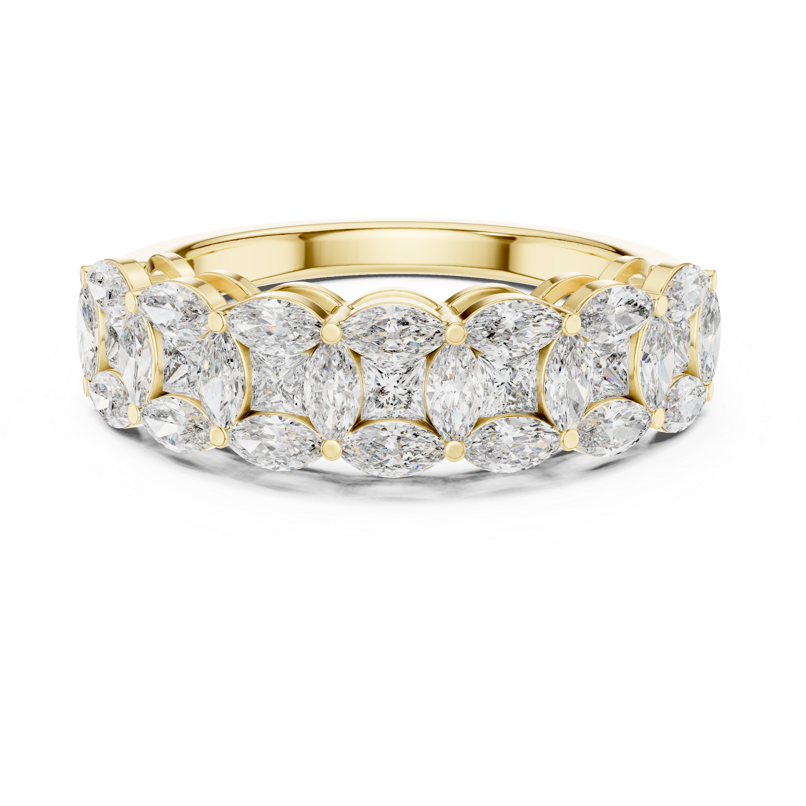 Princess And Marquise Cut Brilliant Moissanite VVS1 Eternity Band